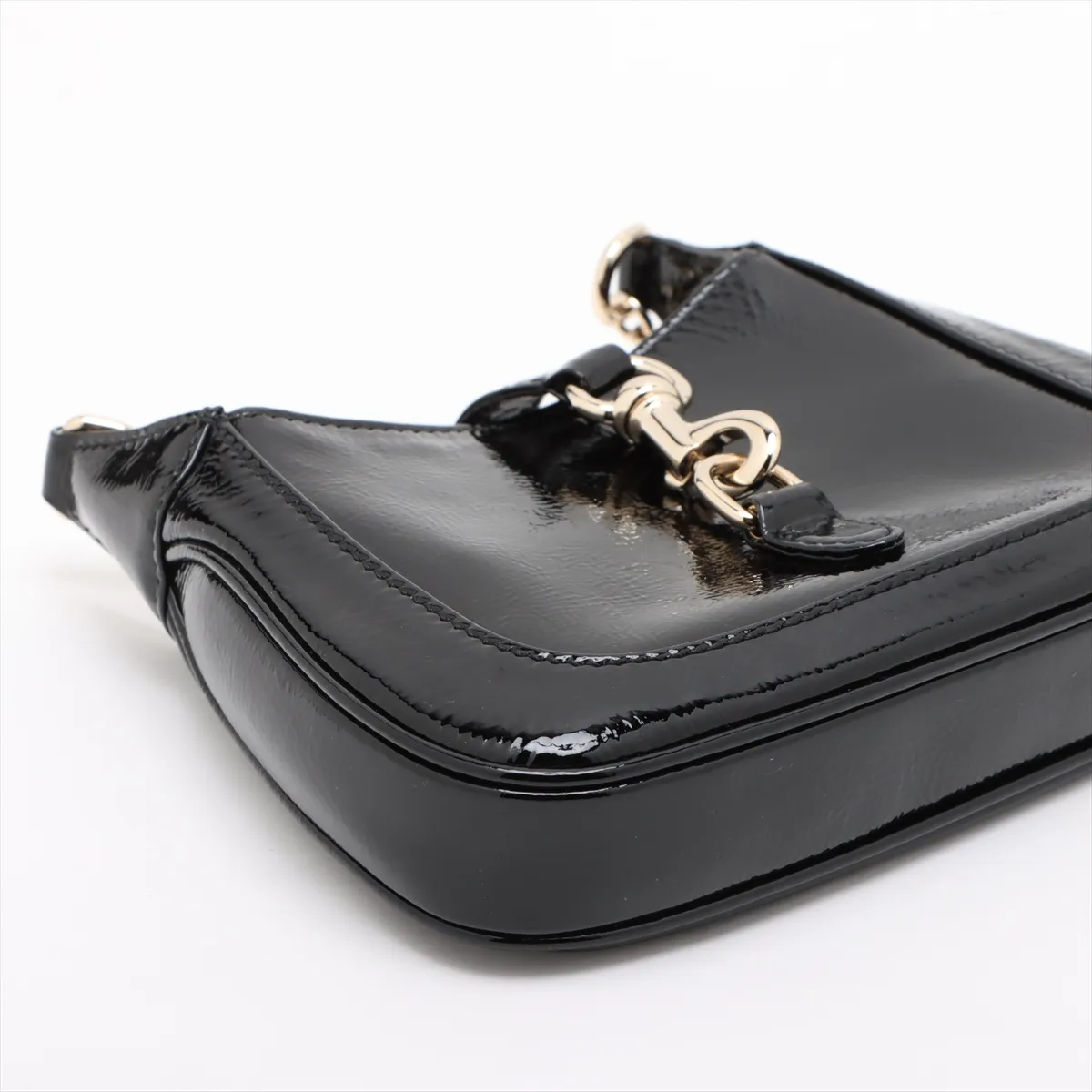 Jackie Notte Patent Leather Chain Shoulder Bag Black 782889 — view 4
