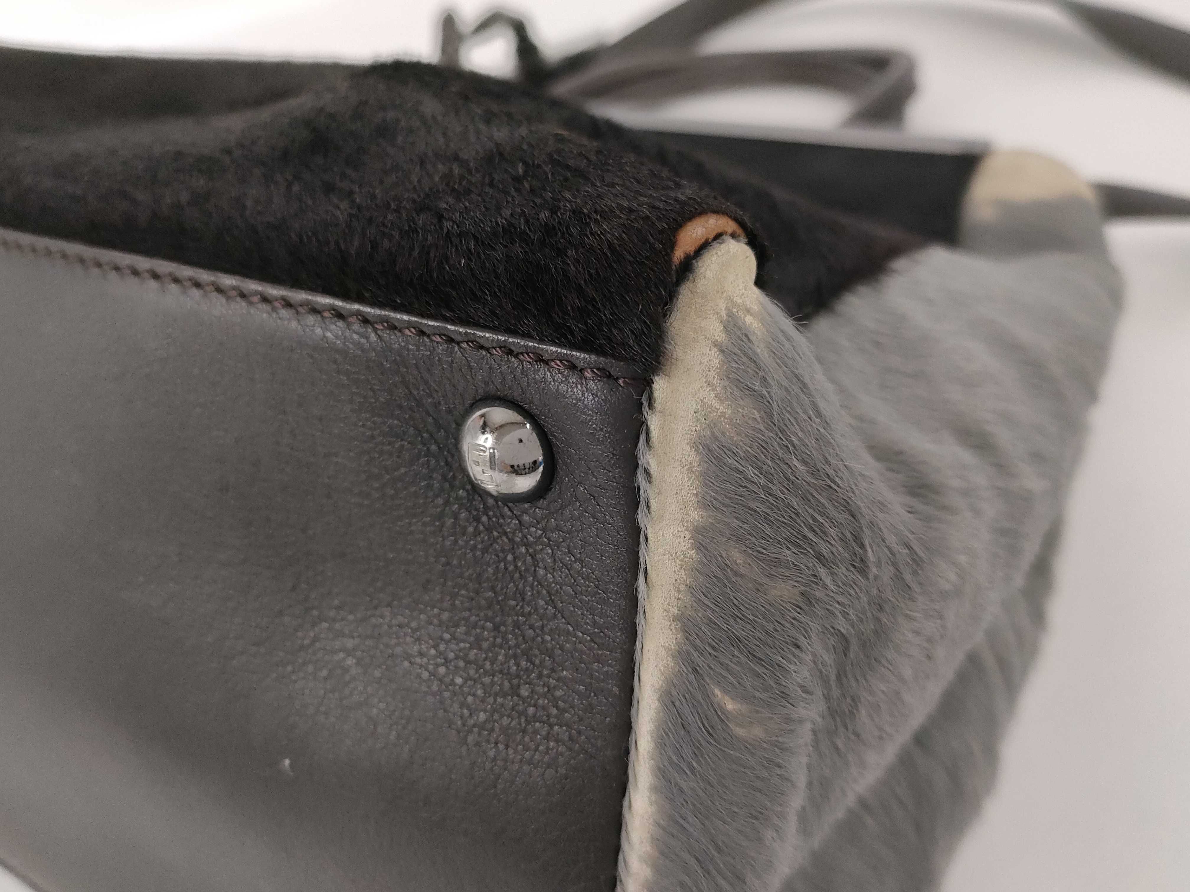 Petite 2Jours Calf Hair x Leather Charm, Pequin Pattern Interior, 2-Way Shoulder Bag/Handbag — view 8