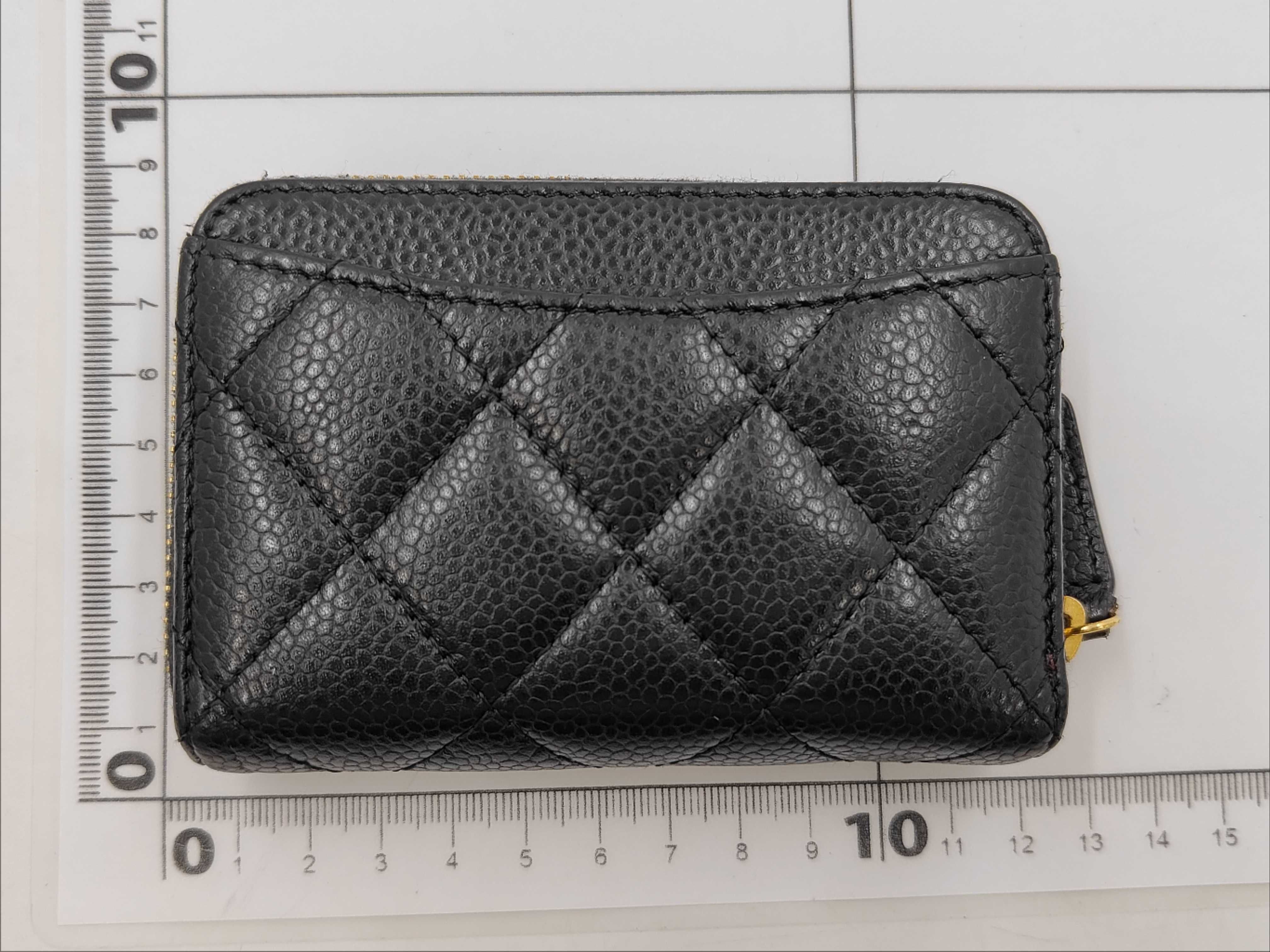 Caviar Matelassé Coin Case, Black/Gold Hardware, PLGC37C4 — view 2