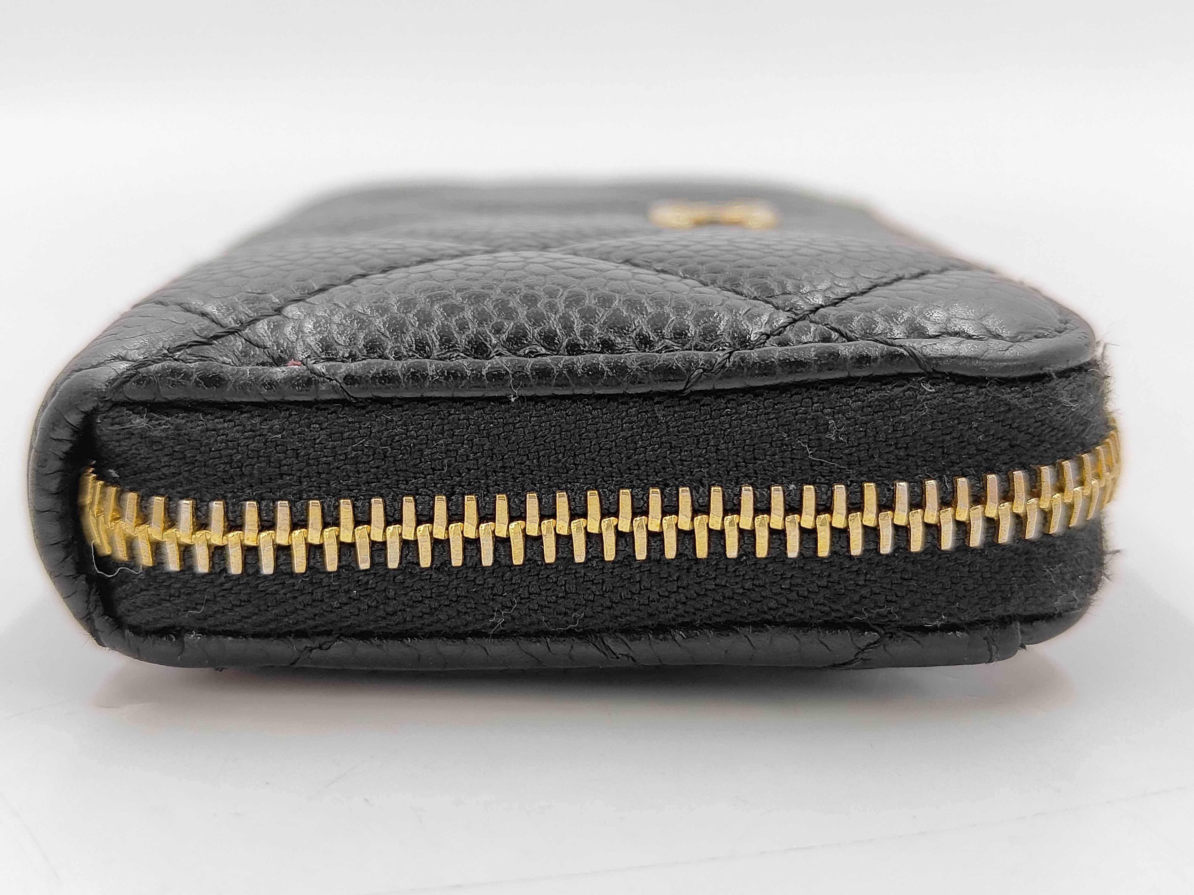Caviar Matelassé Coin Case, Black/Gold Hardware, PLGC37C4 — view 4