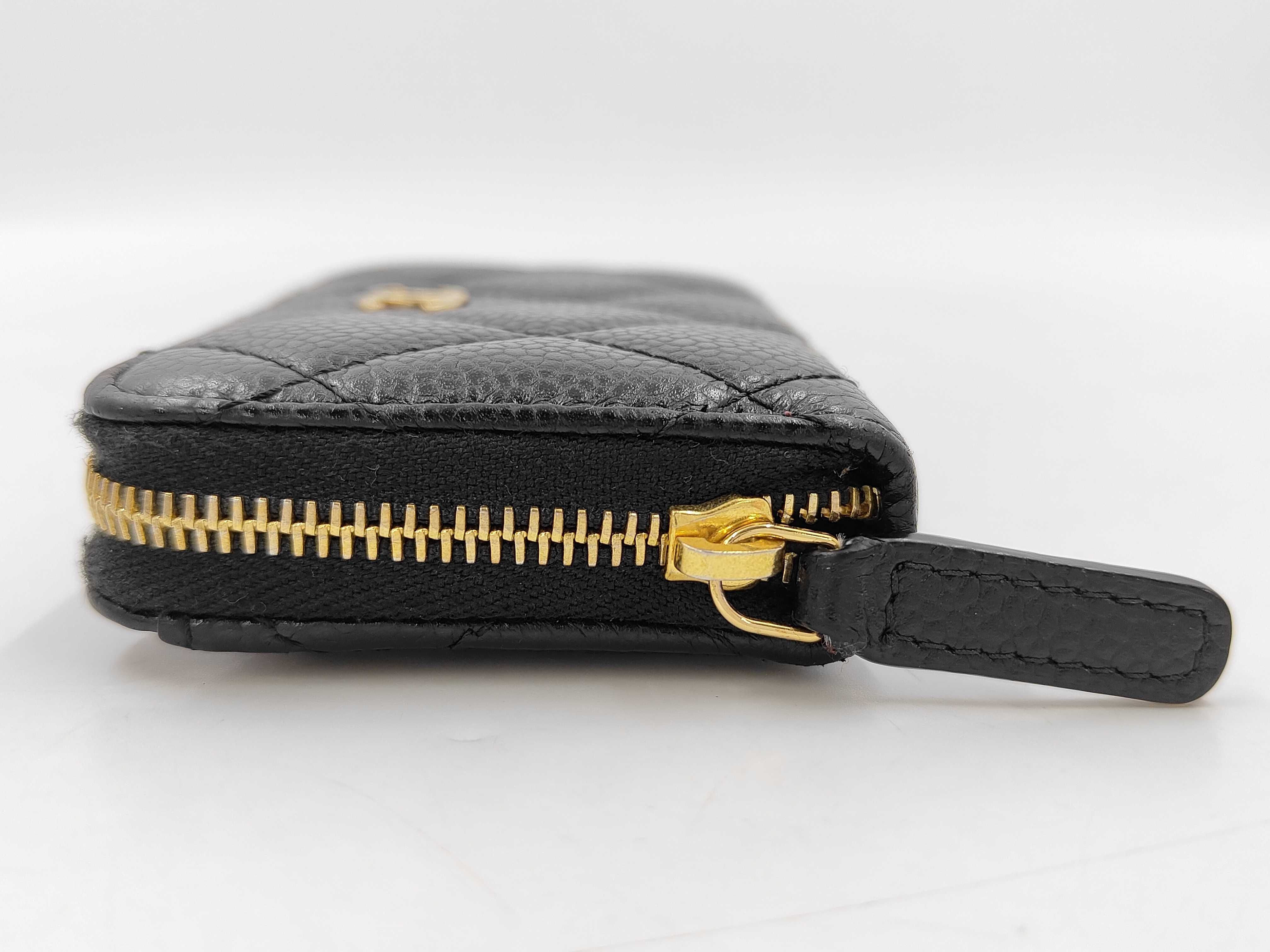 Caviar Matelassé Coin Case, Black/Gold Hardware, PLGC37C4 — view 6