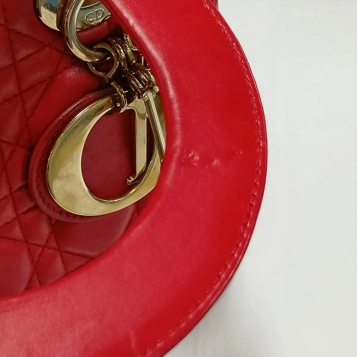 Cannage My Lady Dior Leather 2-Way Handbag, Red — view 13