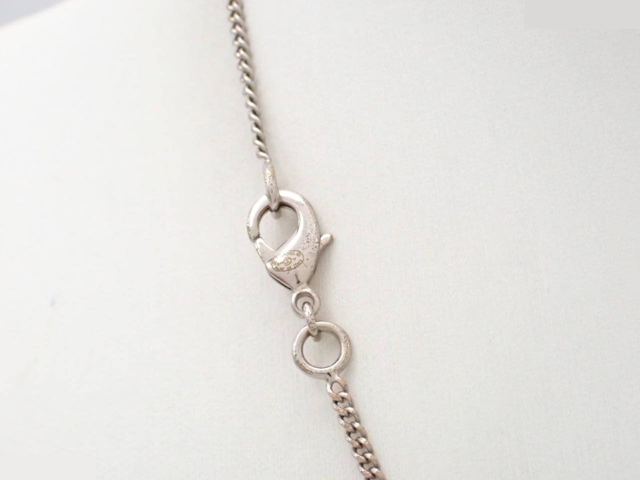 Coco Mark B10V Necklace, Gold Plated x Rhinestone, Silver — view 2