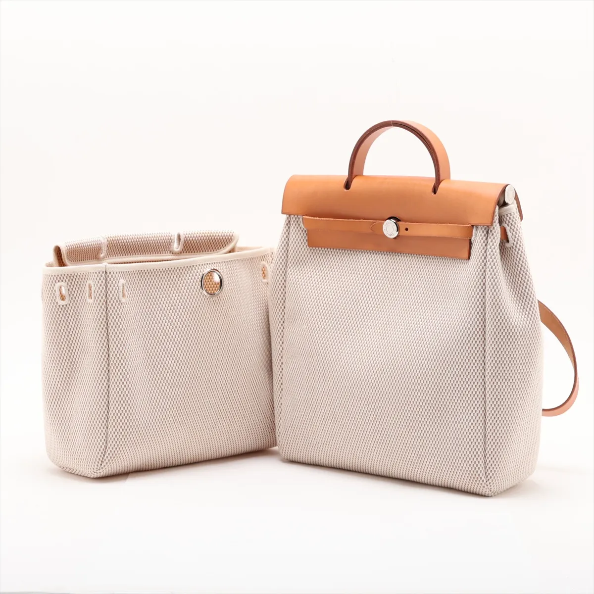 Herbag Ad PM Toile GM x Vache Hunter Beige x Natural Silver Hardware G: 2003 — view 9