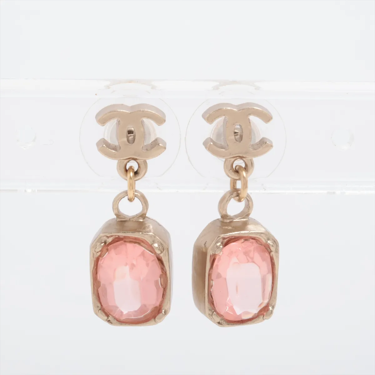 Coco Mark 07A Earrings (Pair) GP x Colored Stone Gold x Pink