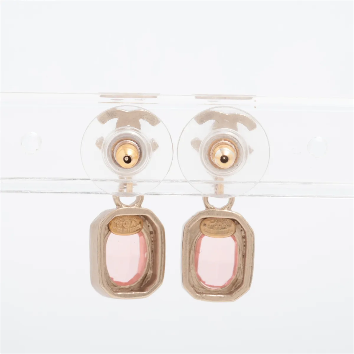Coco Mark 07A Earrings (Pair) GP x Colored Stone Gold x Pink — view 2