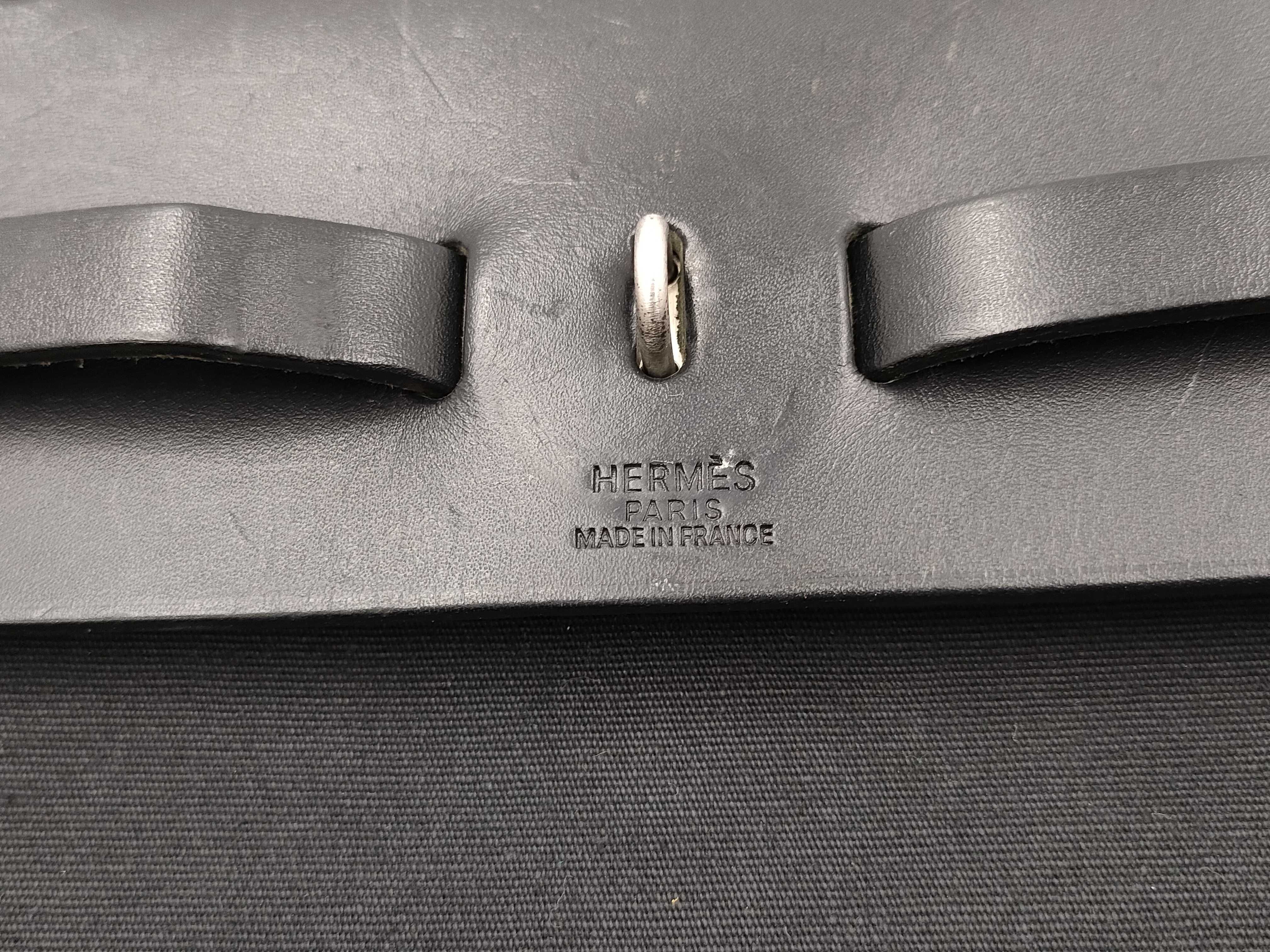 Herbag GM Toile Officier x Vache Hunter Black Silver Hardware C: 1999 Shoulder Bag — view 13