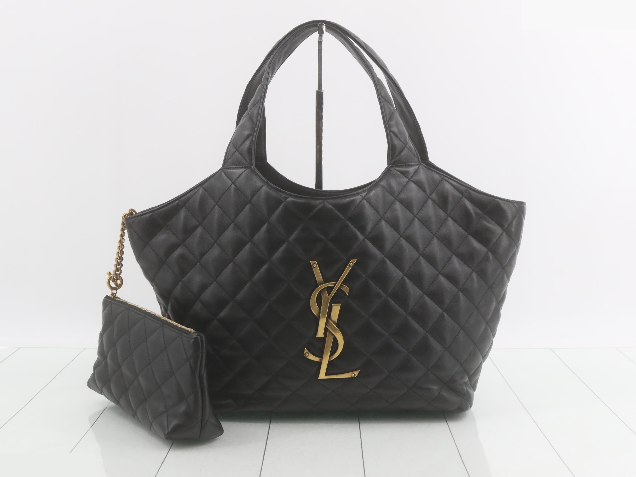 ICARE Lambskin Leather Tote Bag with Pouch