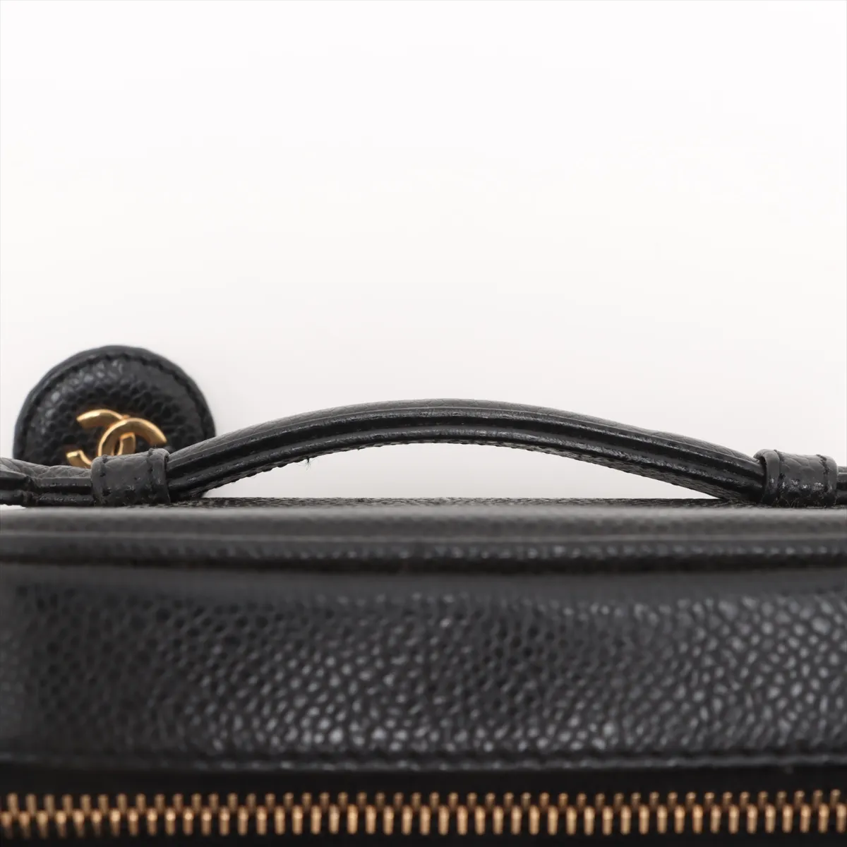 Cocomark caviar skin vanity bag black gold hardware — view 6