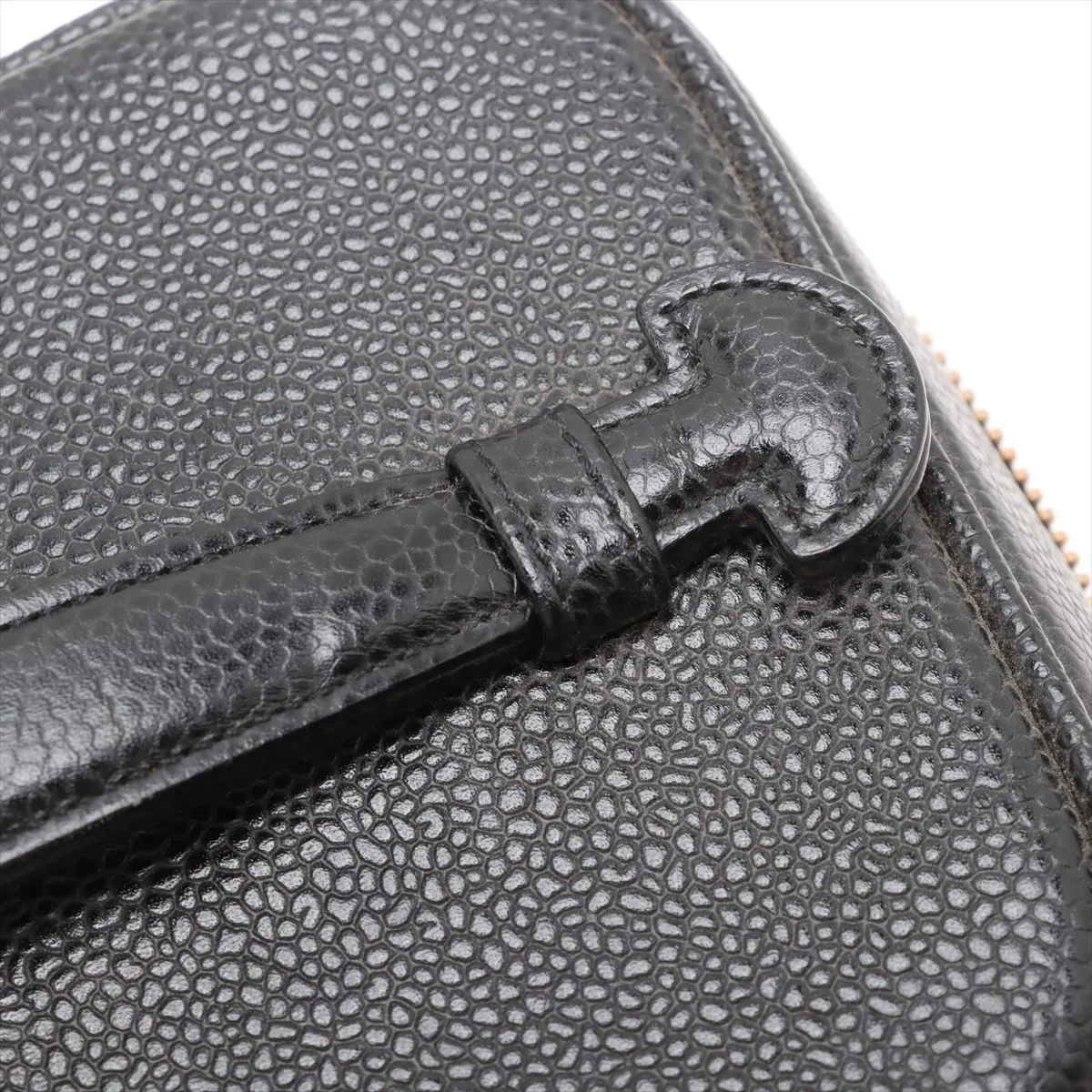 Cocomark caviar skin vanity bag black gold hardware — view 10