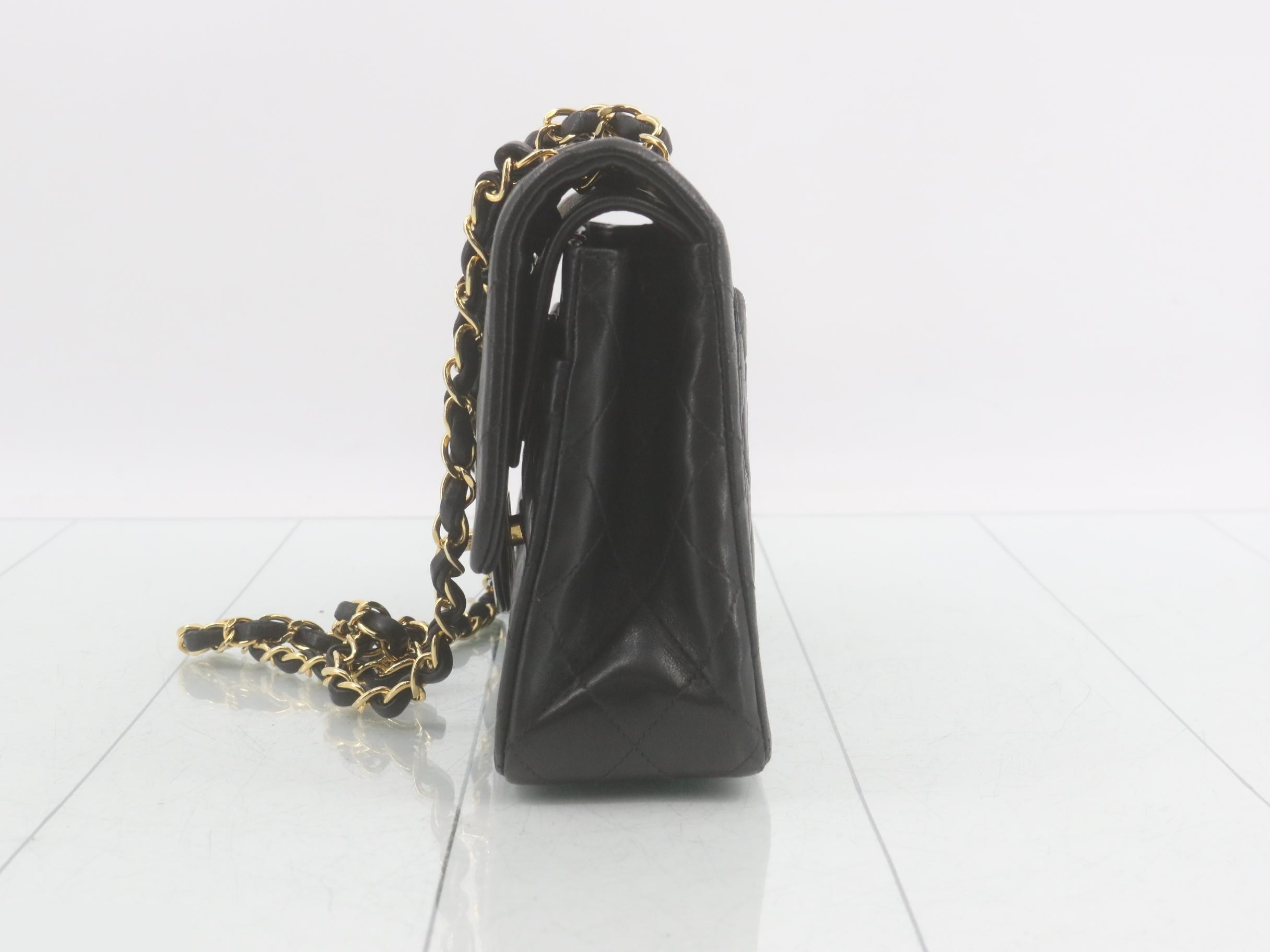 Matelassé Double Flap Chain Shoulder Bag, Lambskin, Black, Item No. 2 — view 3