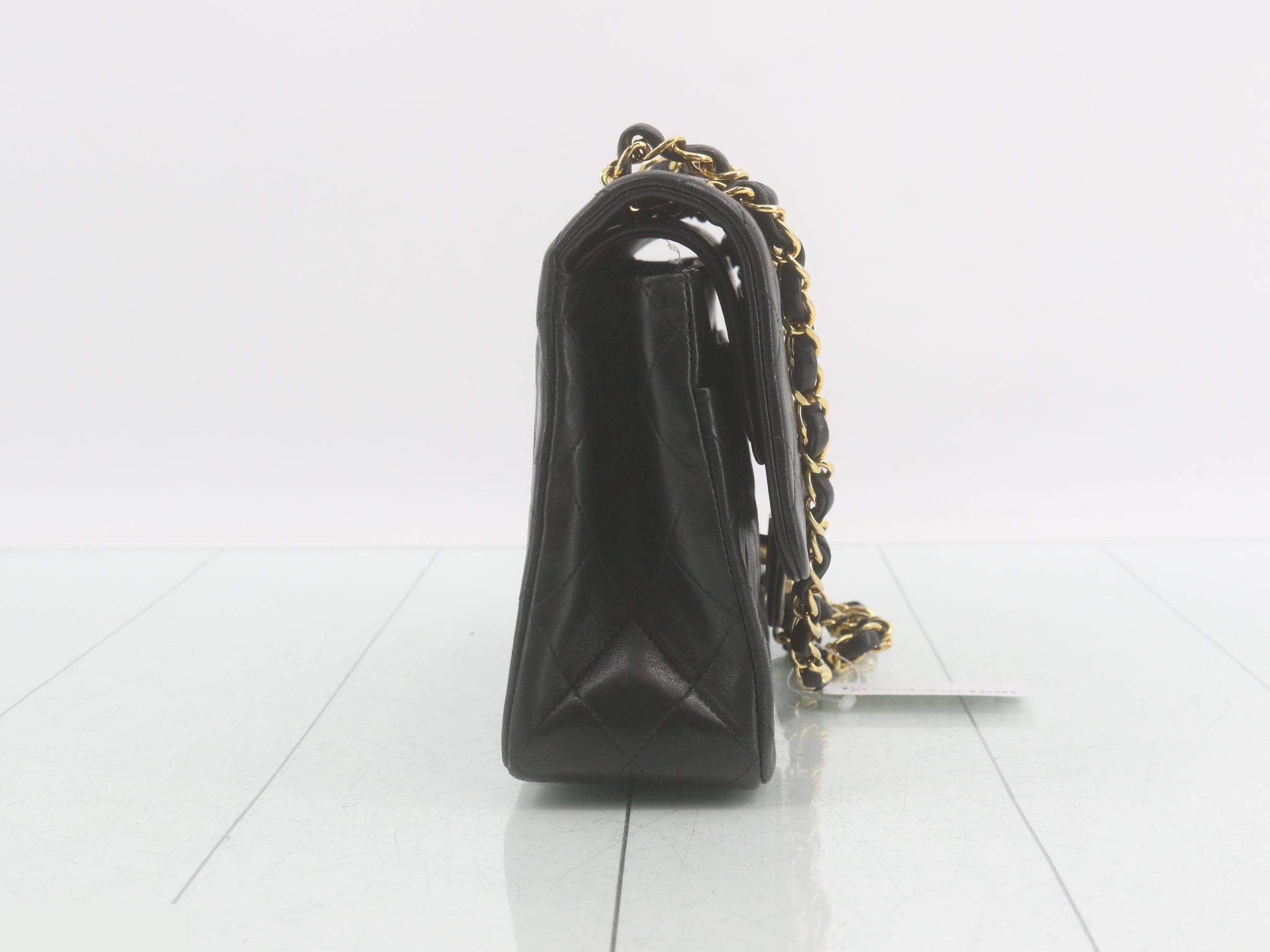Matelassé Double Flap Chain Shoulder Bag, Lambskin, Black, Item No. 2 — view 4