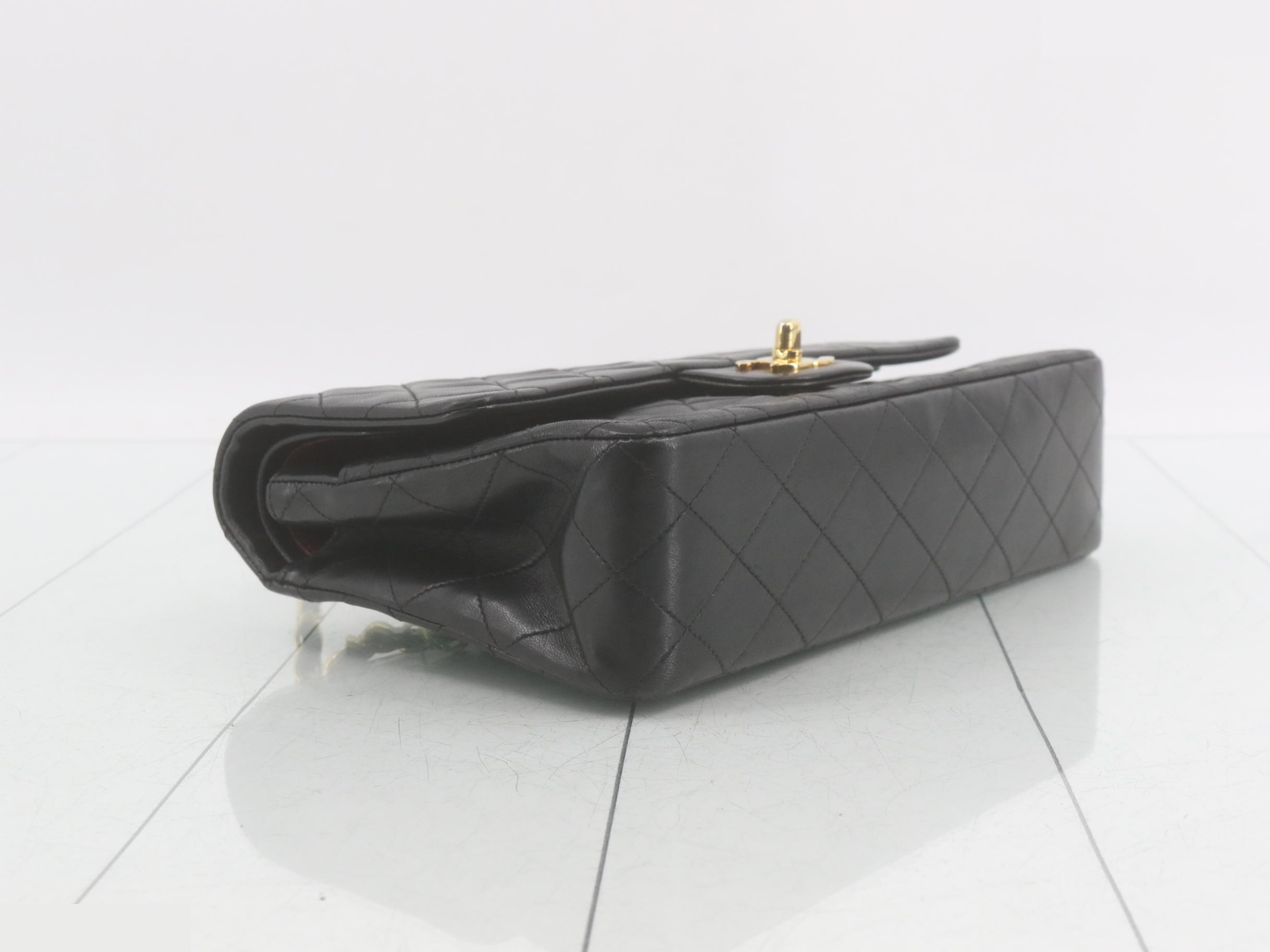 Matelassé Double Flap Chain Shoulder Bag, Lambskin, Black, Item No. 2 — view 5