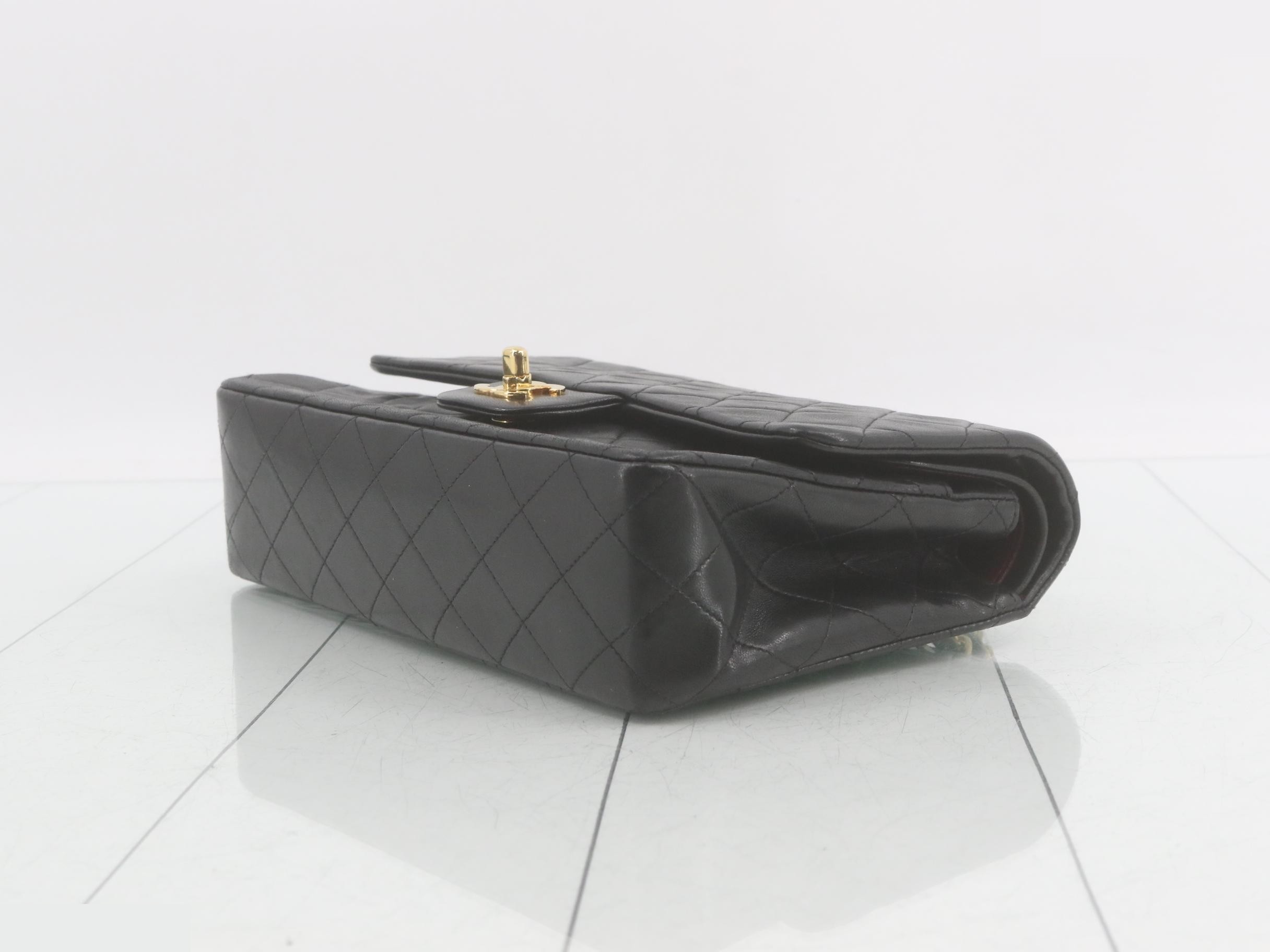 Matelassé Double Flap Chain Shoulder Bag, Lambskin, Black, Item No. 2 — view 6