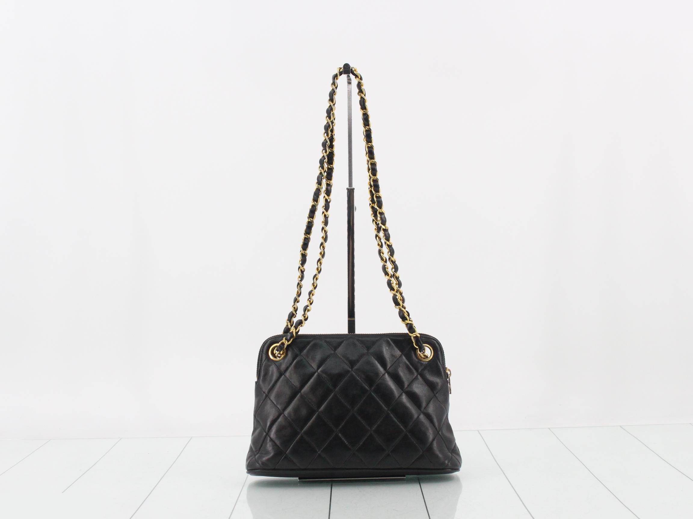 Matelassé Leather Coco Mark Double Chain Semi-Shoulder Bag — view 2