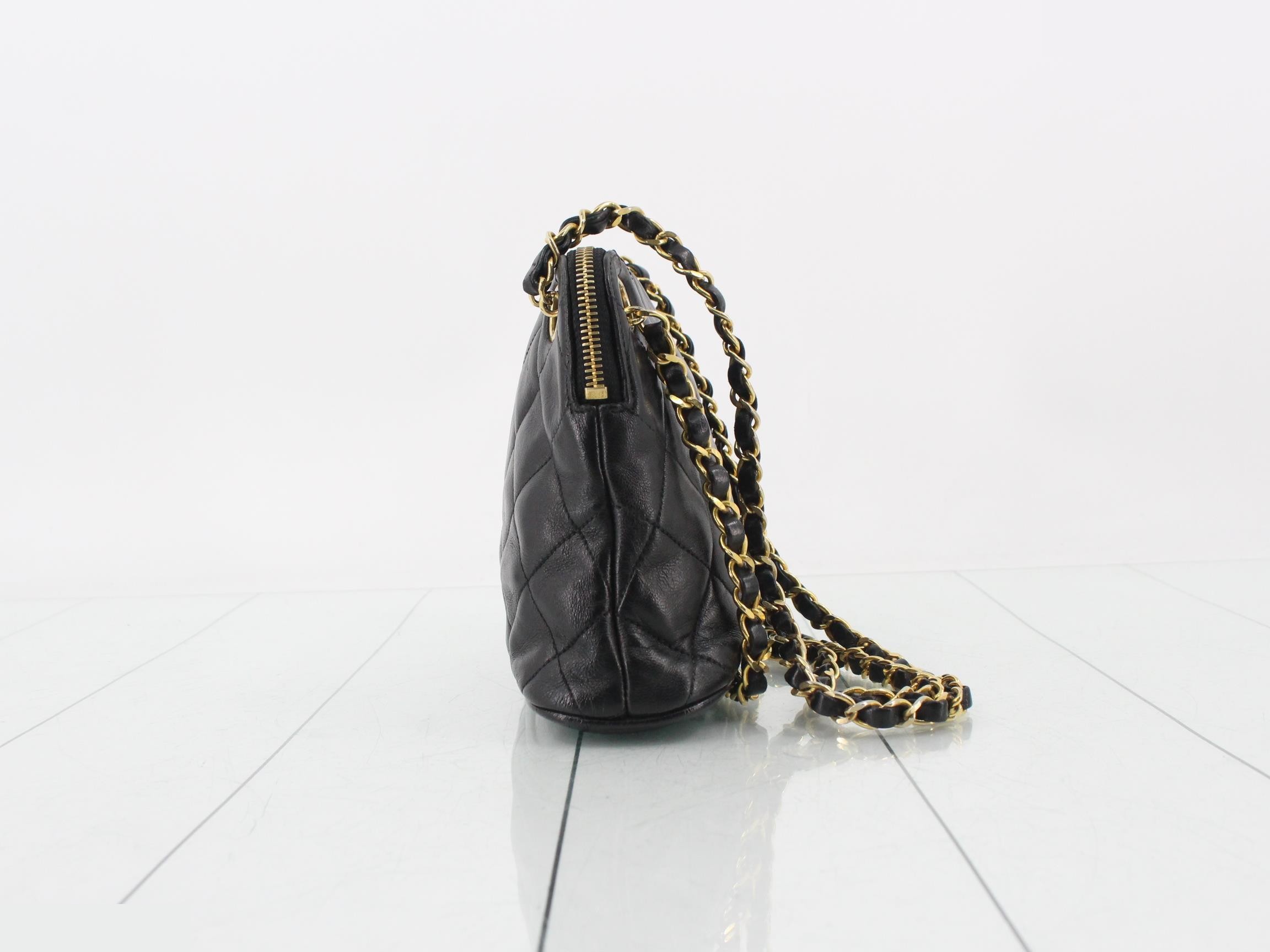 Matelassé Leather Coco Mark Double Chain Semi-Shoulder Bag — view 3