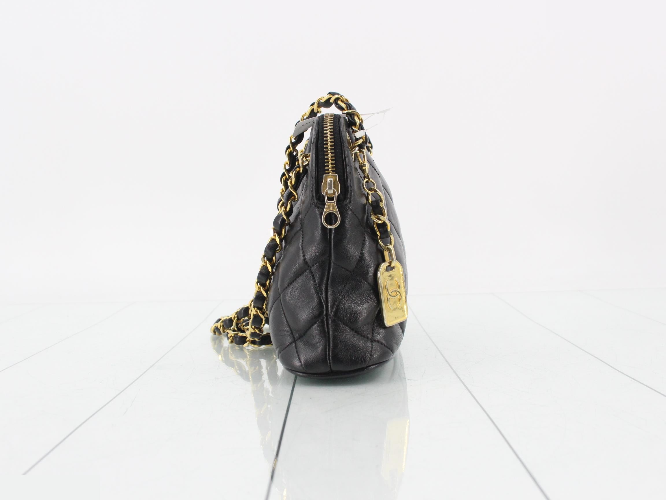 Matelassé Leather Coco Mark Double Chain Semi-Shoulder Bag — view 4