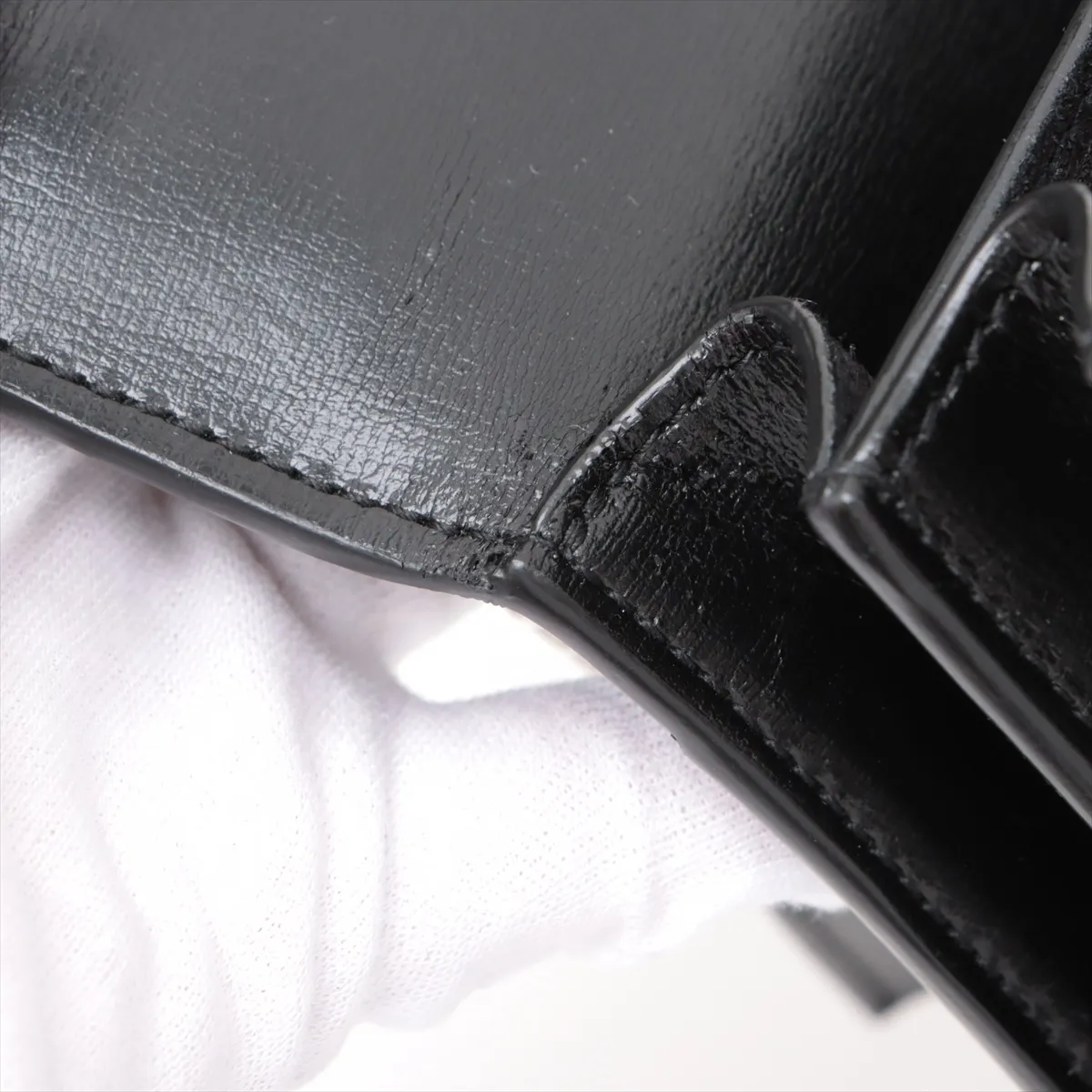 Sunset Leather Chain Shoulder Bag Black 442906 — view 15