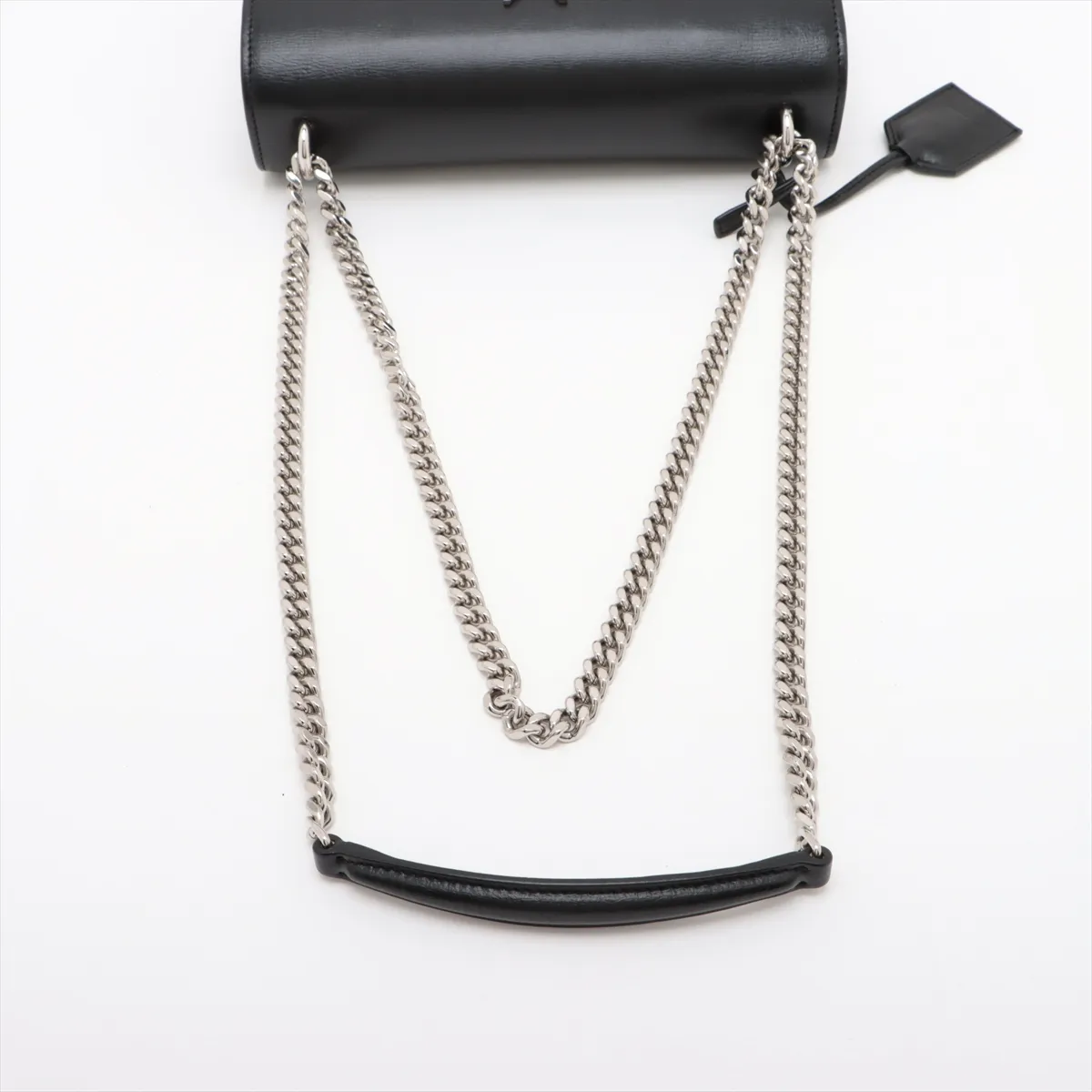 Sunset Leather Chain Shoulder Bag Black 442906 — view 5
