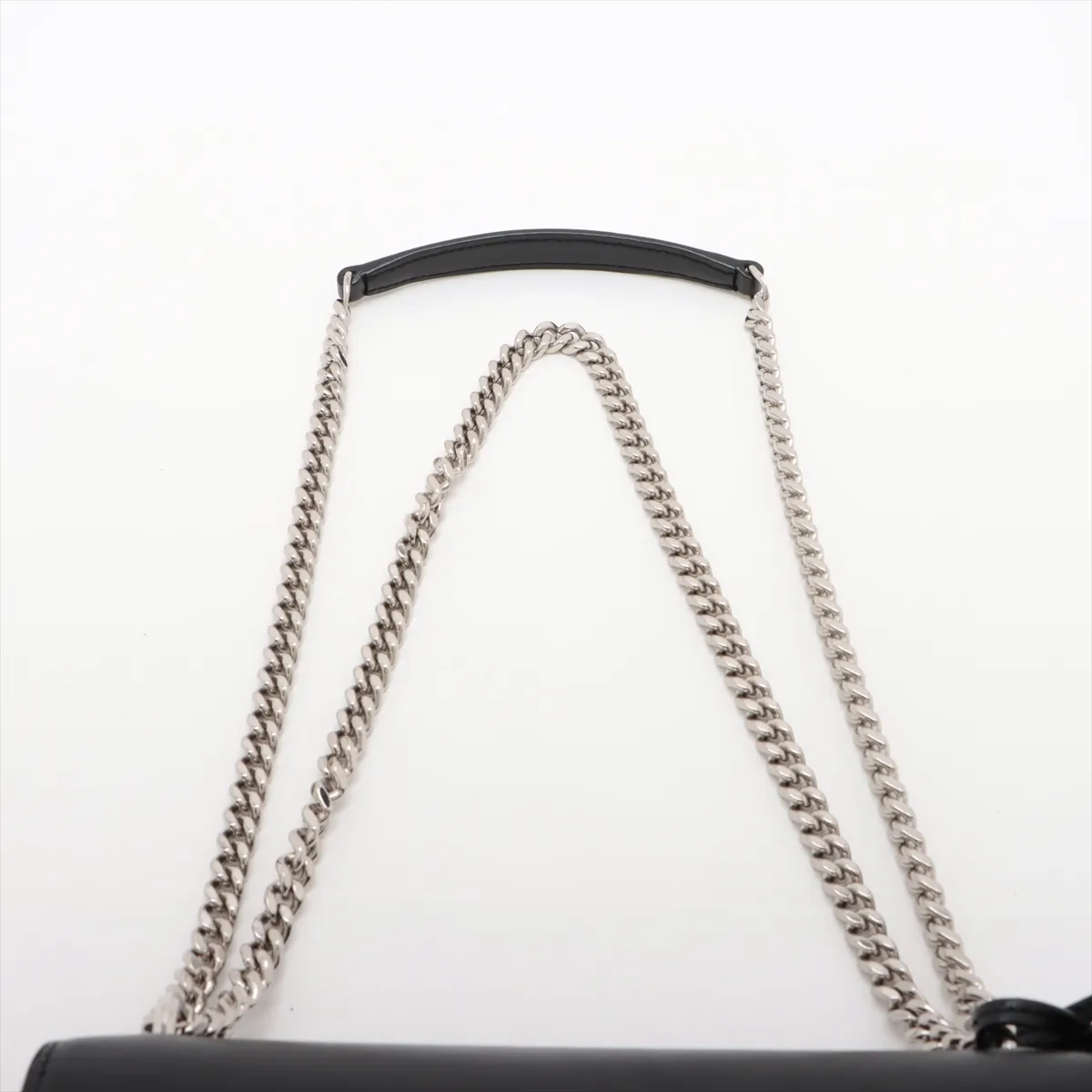 Sunset Leather Chain Shoulder Bag Black 442906 — view 6