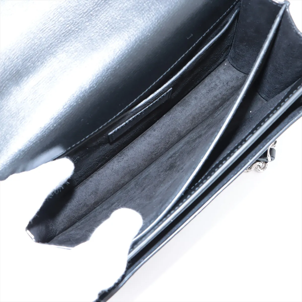 Sunset Leather Chain Shoulder Bag Black 442906 — view 7