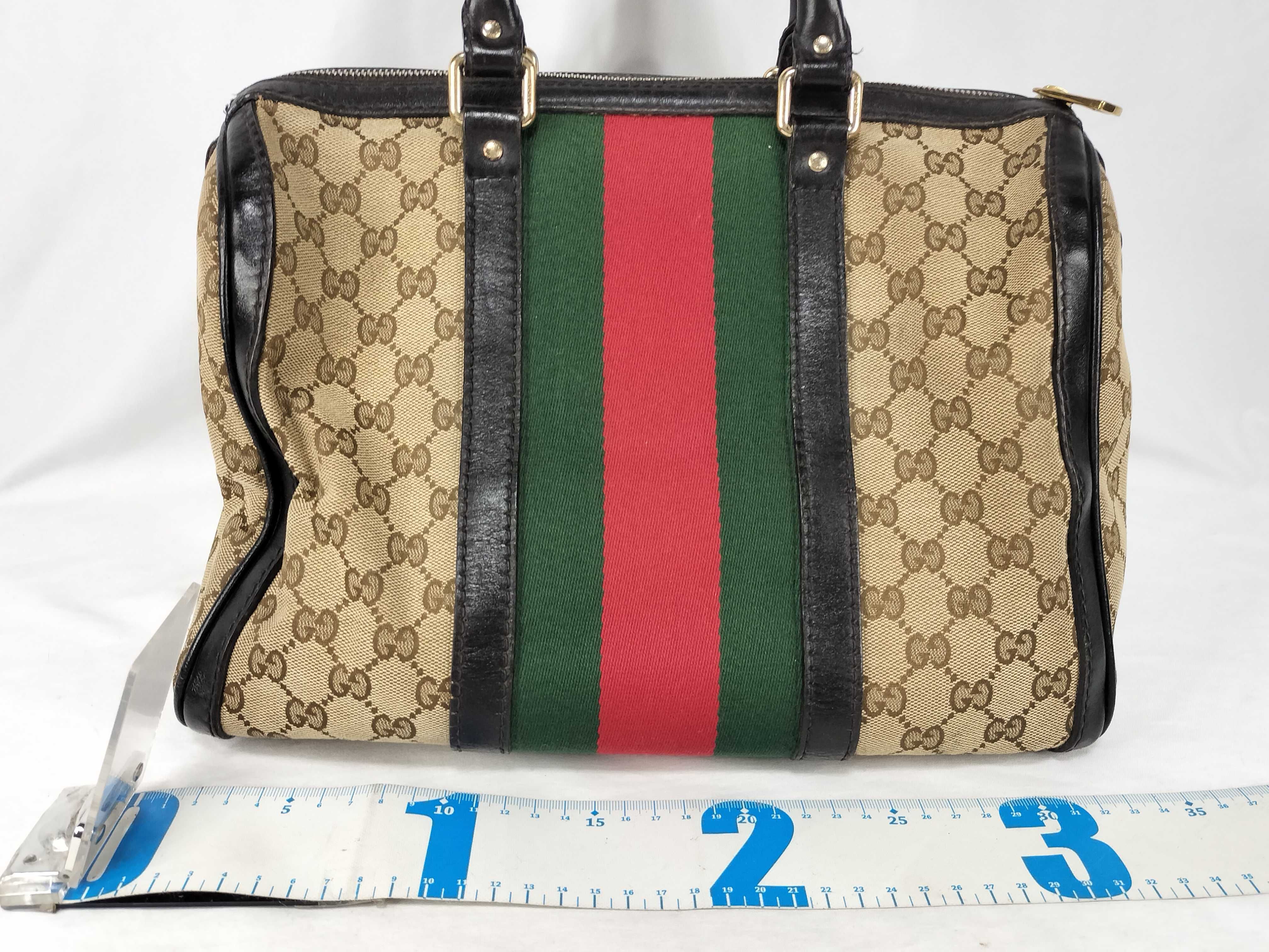 GG Canvas Gucci Handbag Boston Bag Leather Canvas GG Pattern Sherry Line Handbag — view 2