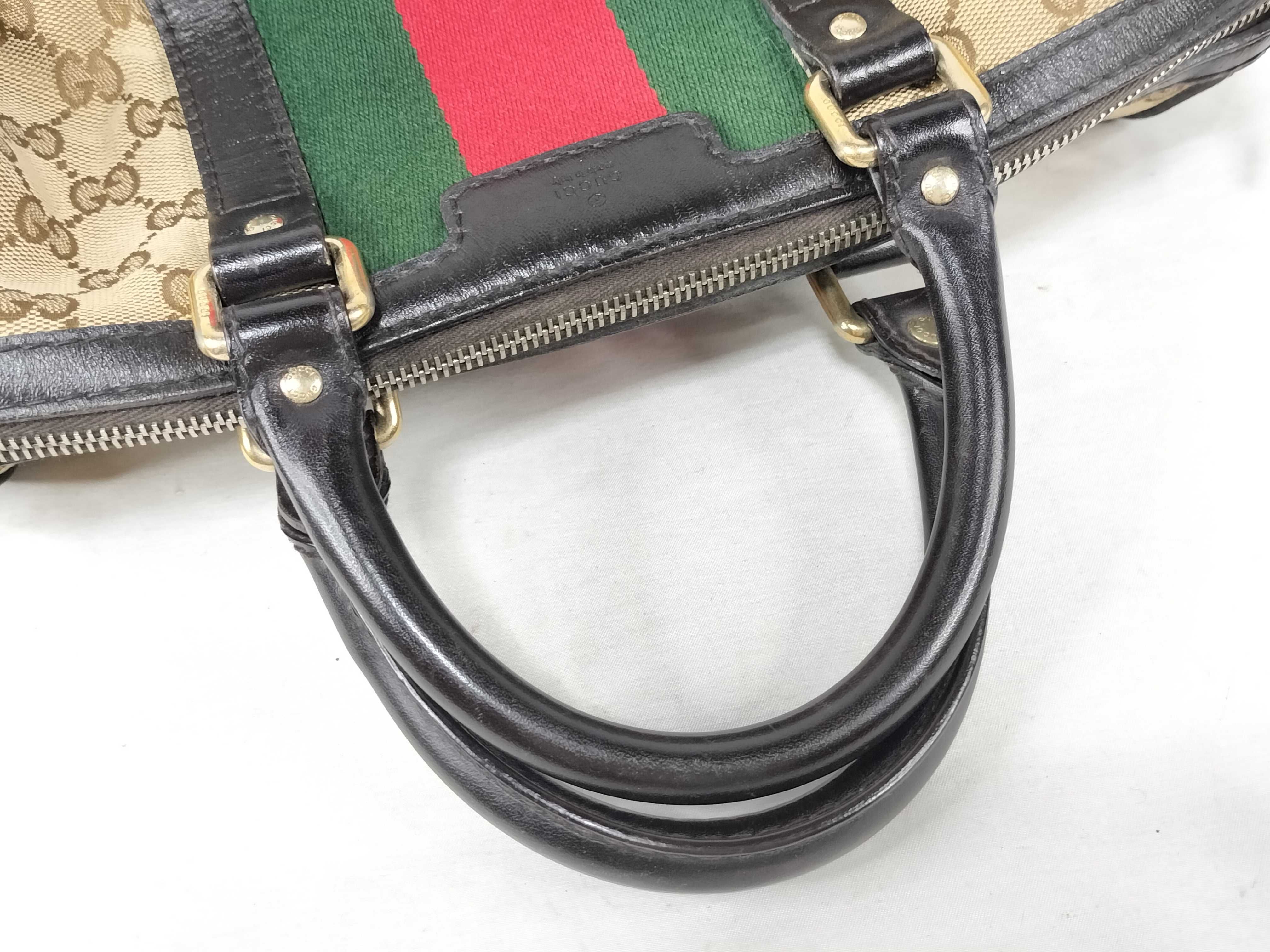 GG Canvas Gucci Handbag Boston Bag Leather Canvas GG Pattern Sherry Line Handbag — view 3