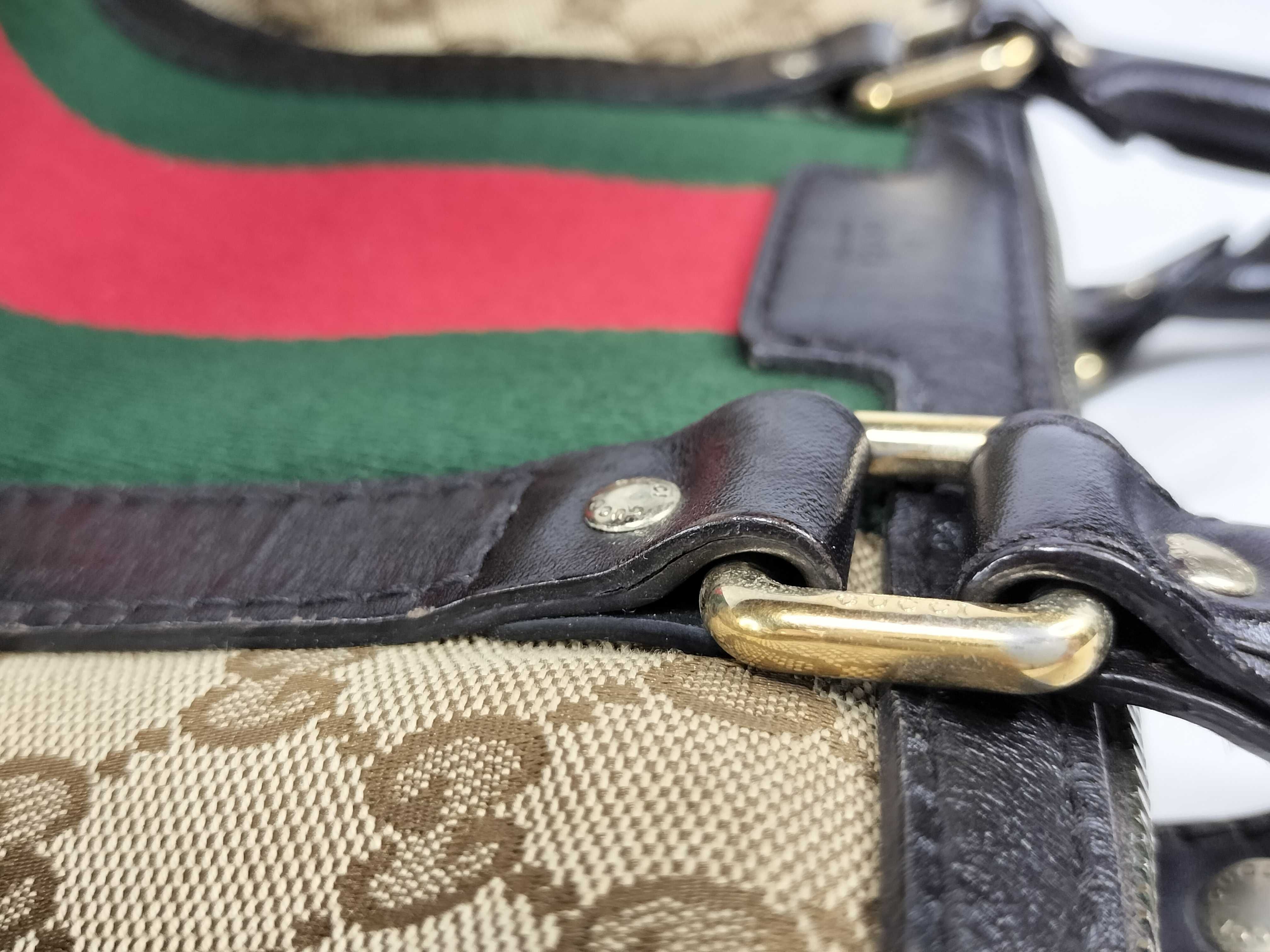 GG Canvas Gucci Handbag Boston Bag Leather Canvas GG Pattern Sherry Line Handbag — view 5
