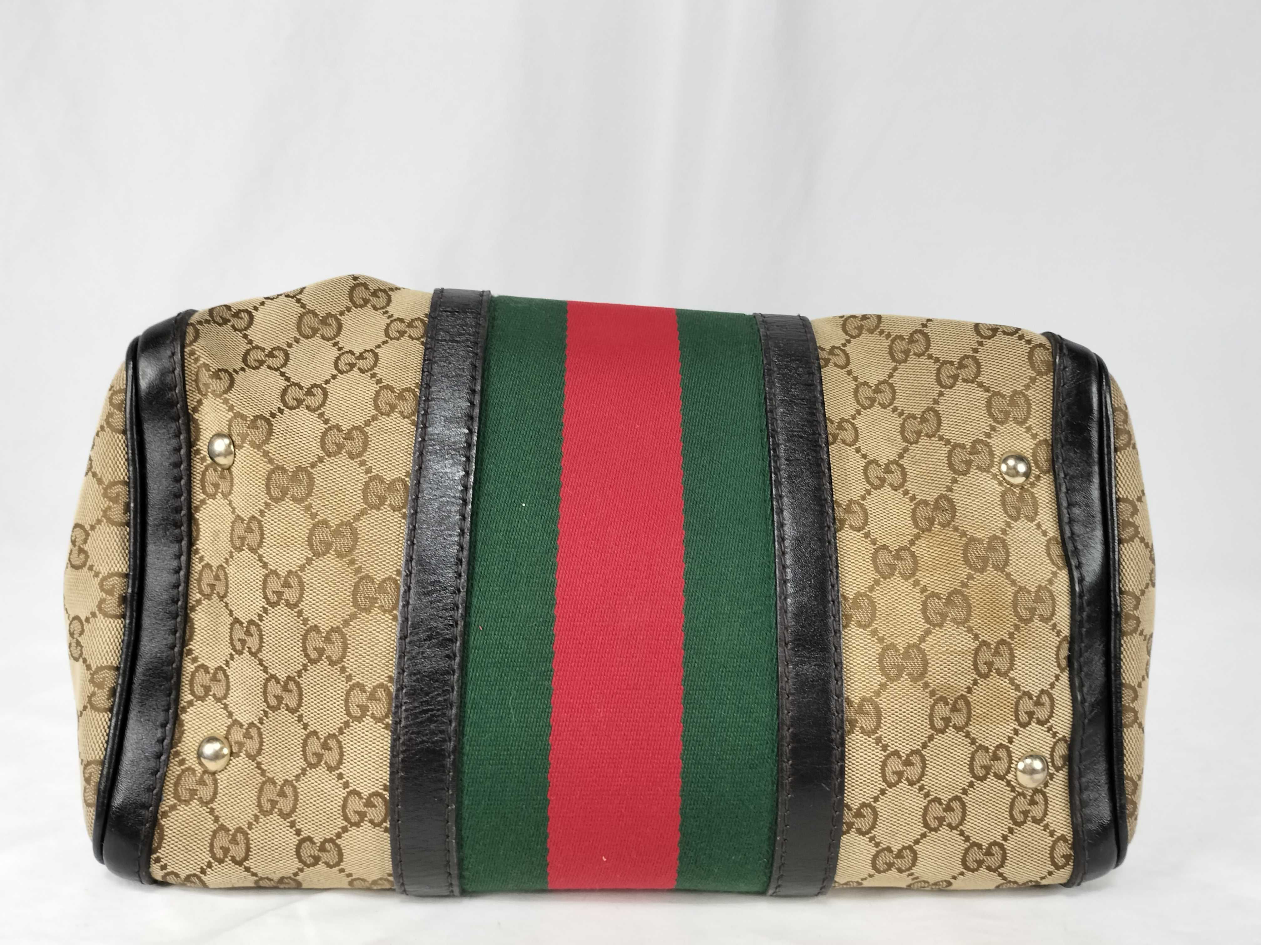 GG Canvas Gucci Handbag Boston Bag Leather Canvas GG Pattern Sherry Line Handbag — view 8