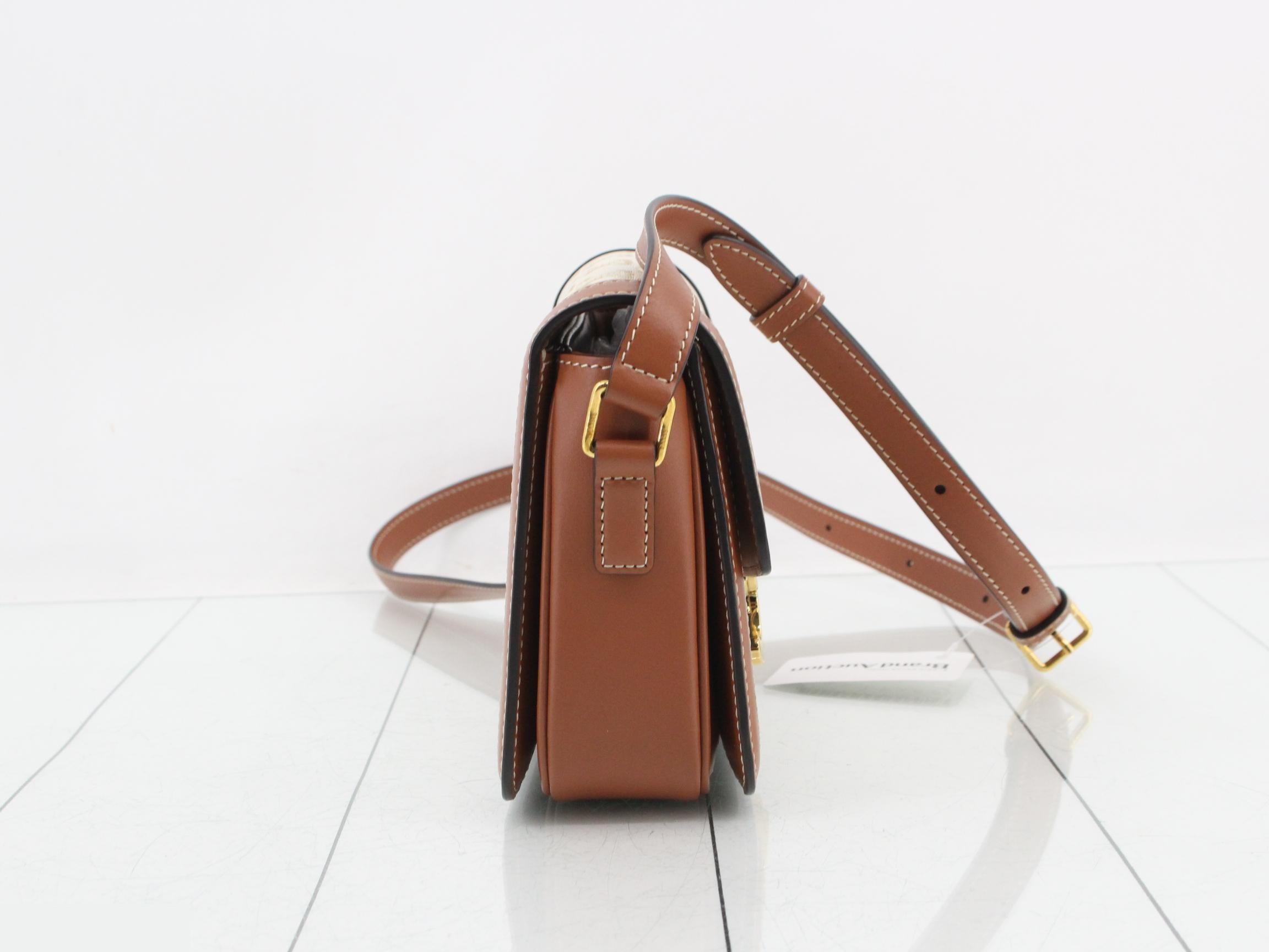 Unused Teen Triomphe Shoulder Bag, White x Brown — view 4
