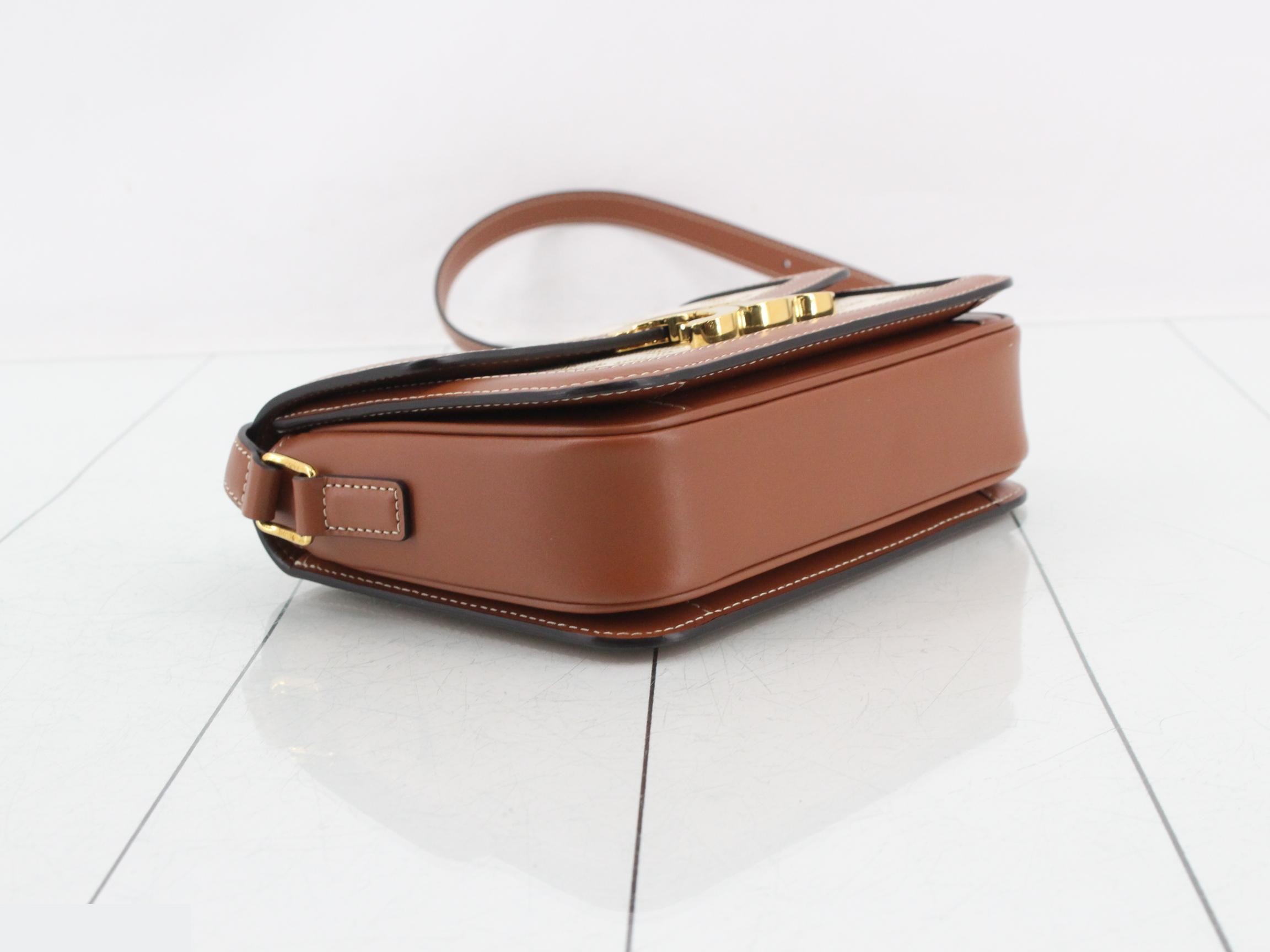 Unused Teen Triomphe Shoulder Bag, White x Brown — view 5