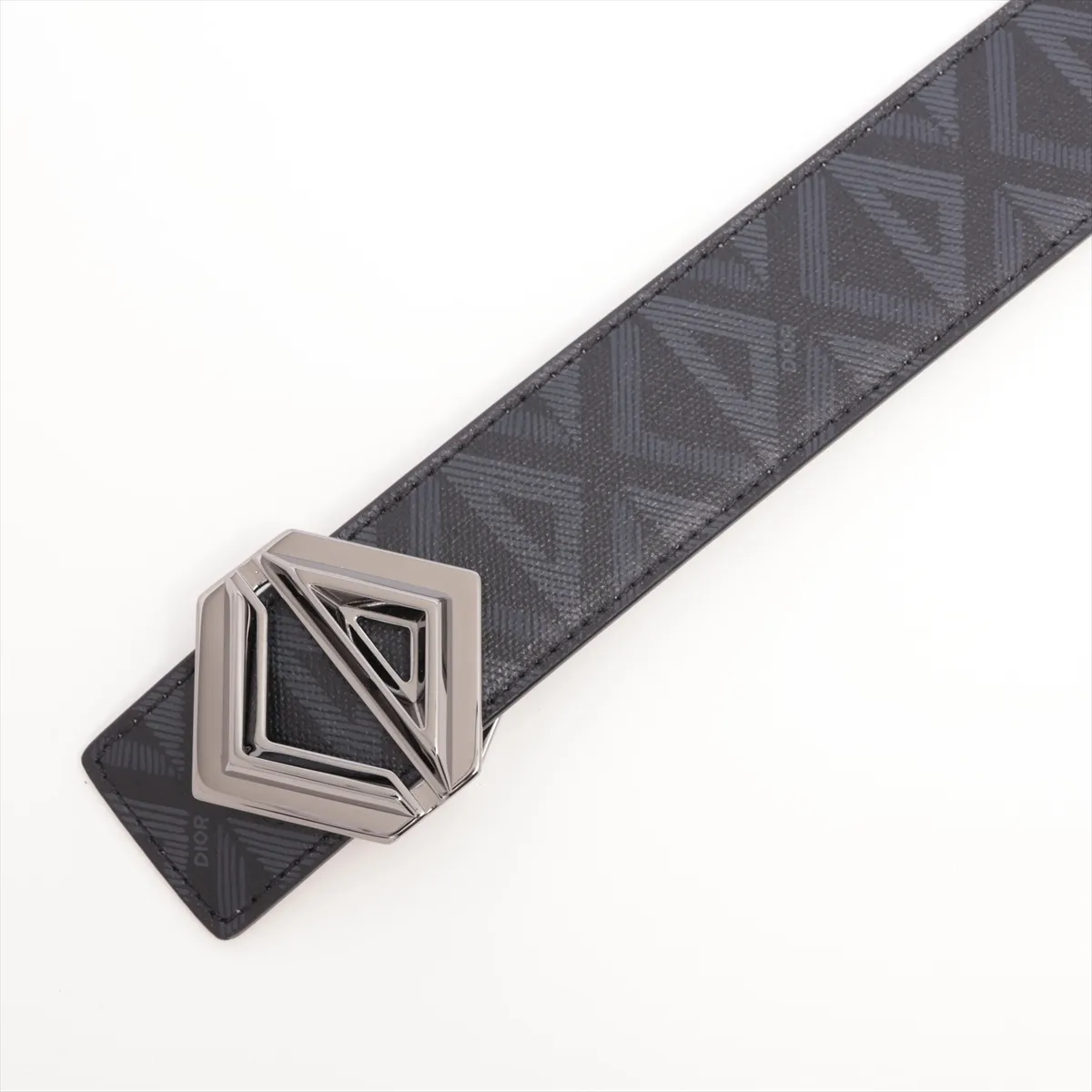 CD Diamond Belt 90 PVC x Leather Black x Dark Gray — view 2