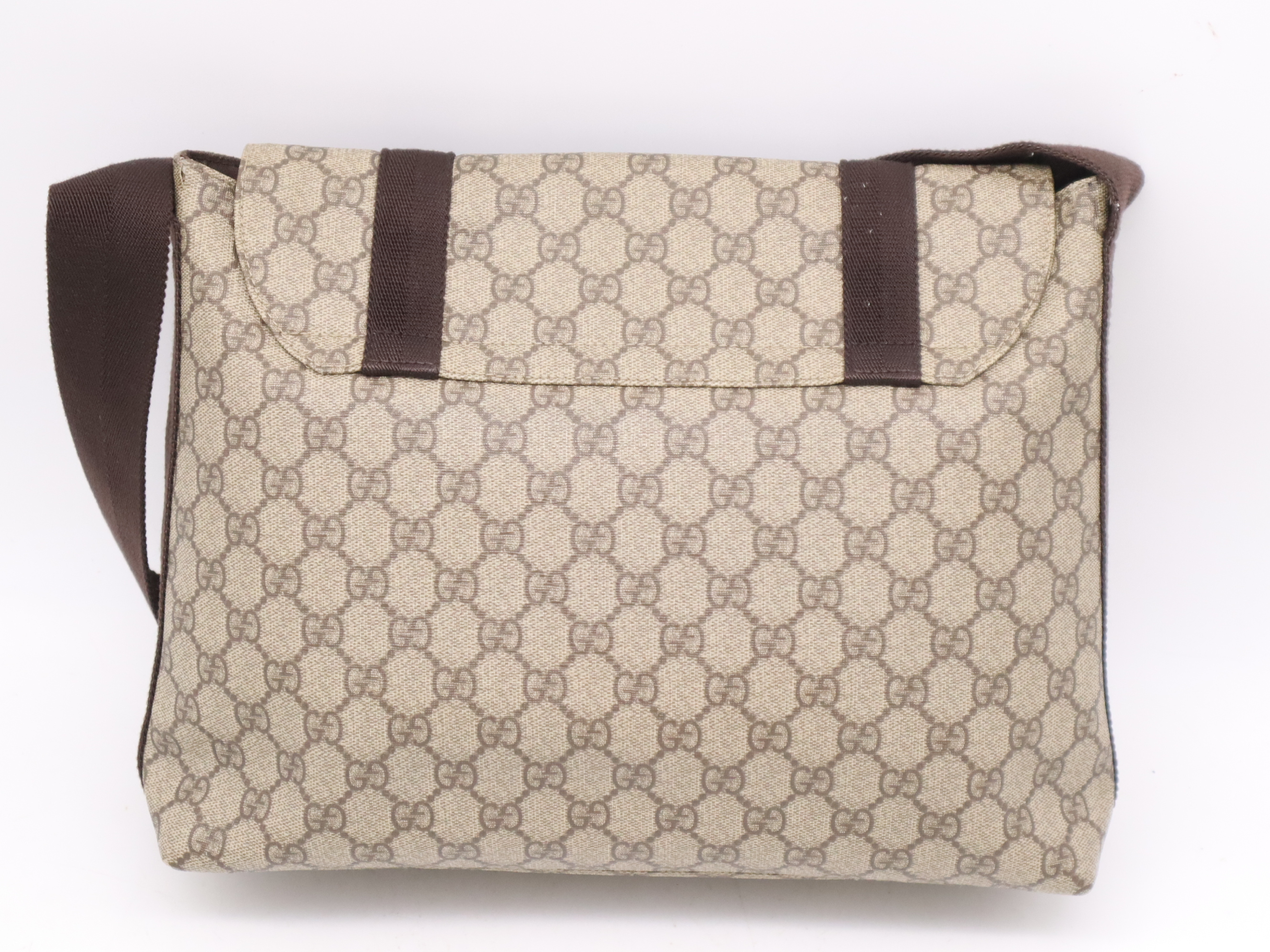 122373PVC x Leather GG Supreme Shoulder Bag Beige Brown SV Hardware Shoulder Bag — view 2
