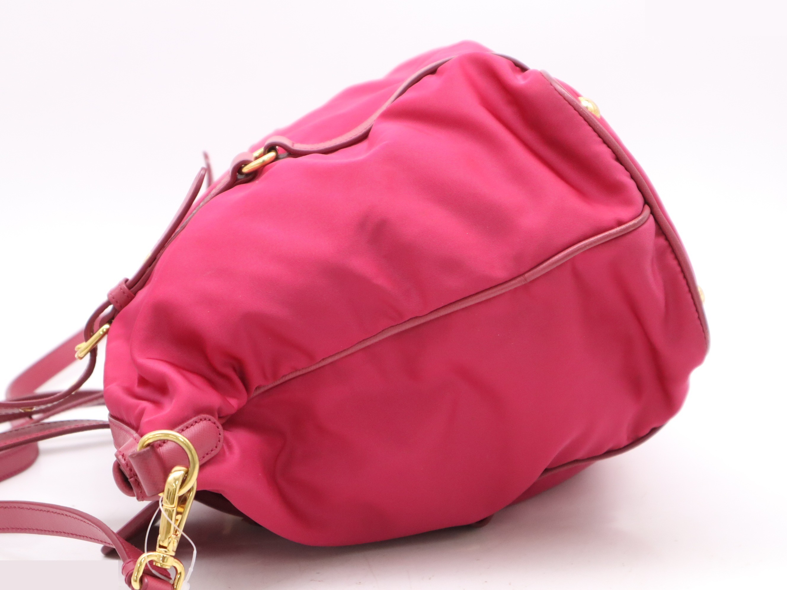 Nylon/leather 2-way tote pink GD metal fittings — view 3
