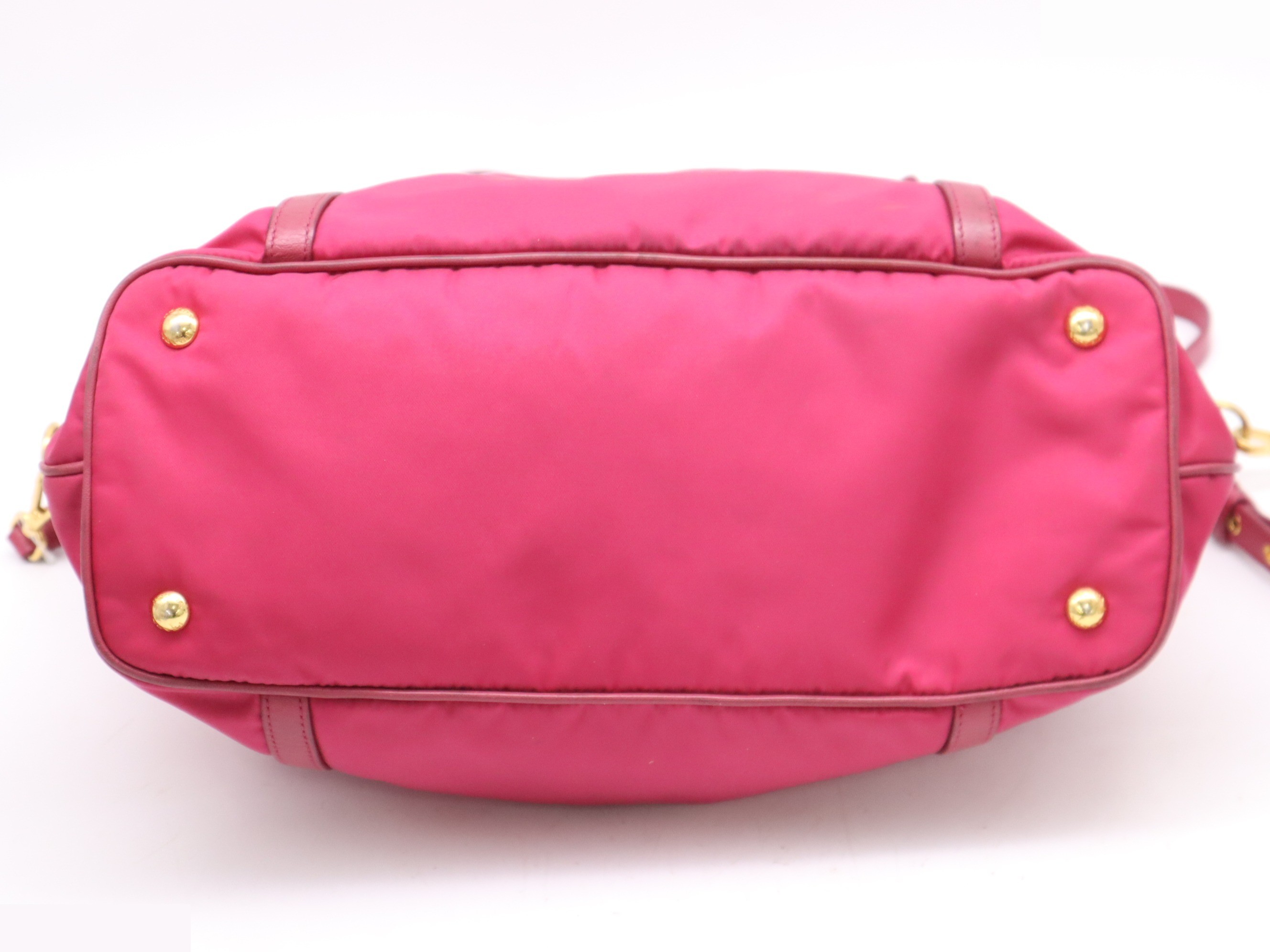 Nylon/leather 2-way tote pink GD metal fittings — view 4