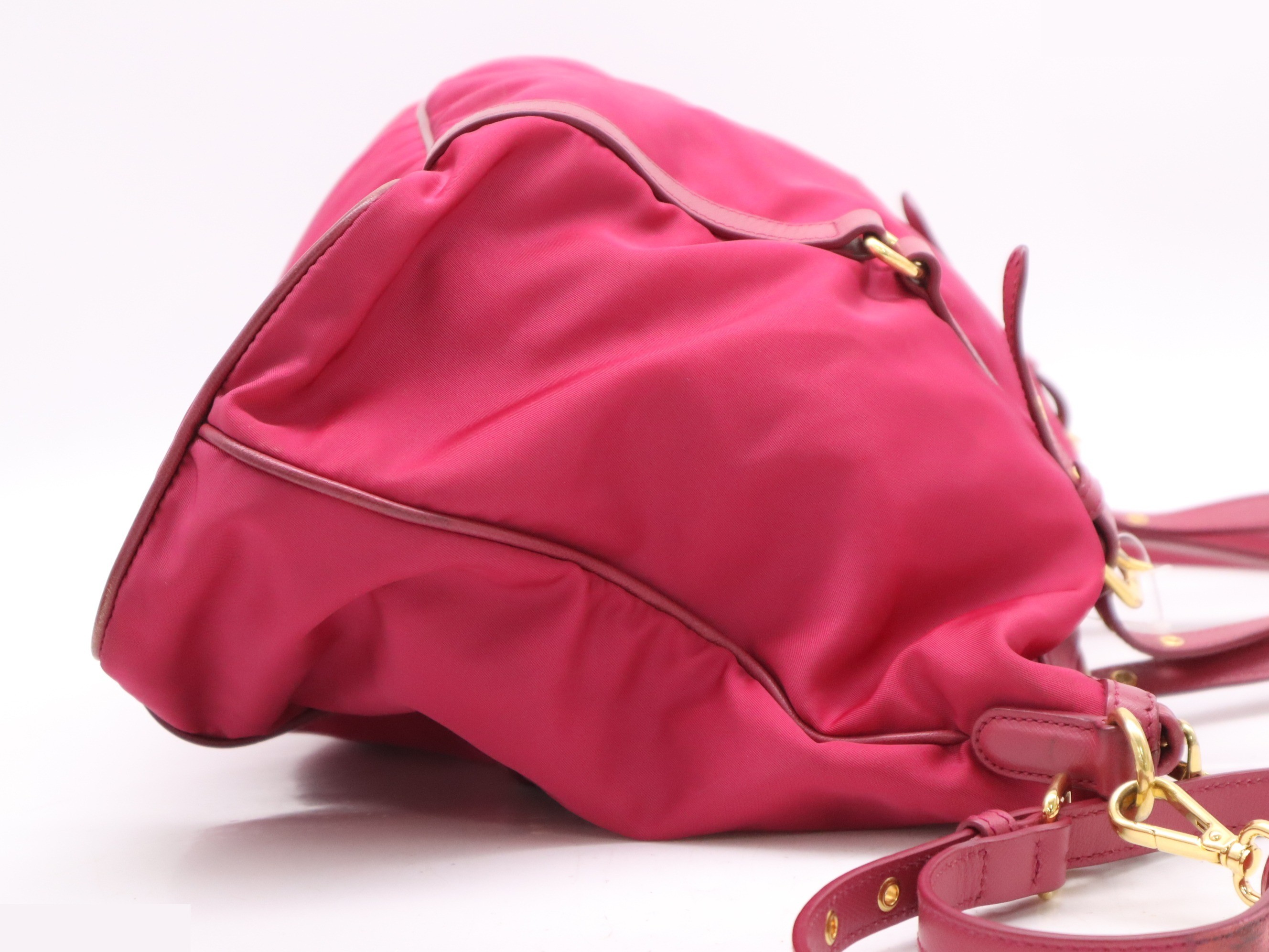 Nylon/leather 2-way tote pink GD metal fittings — view 5