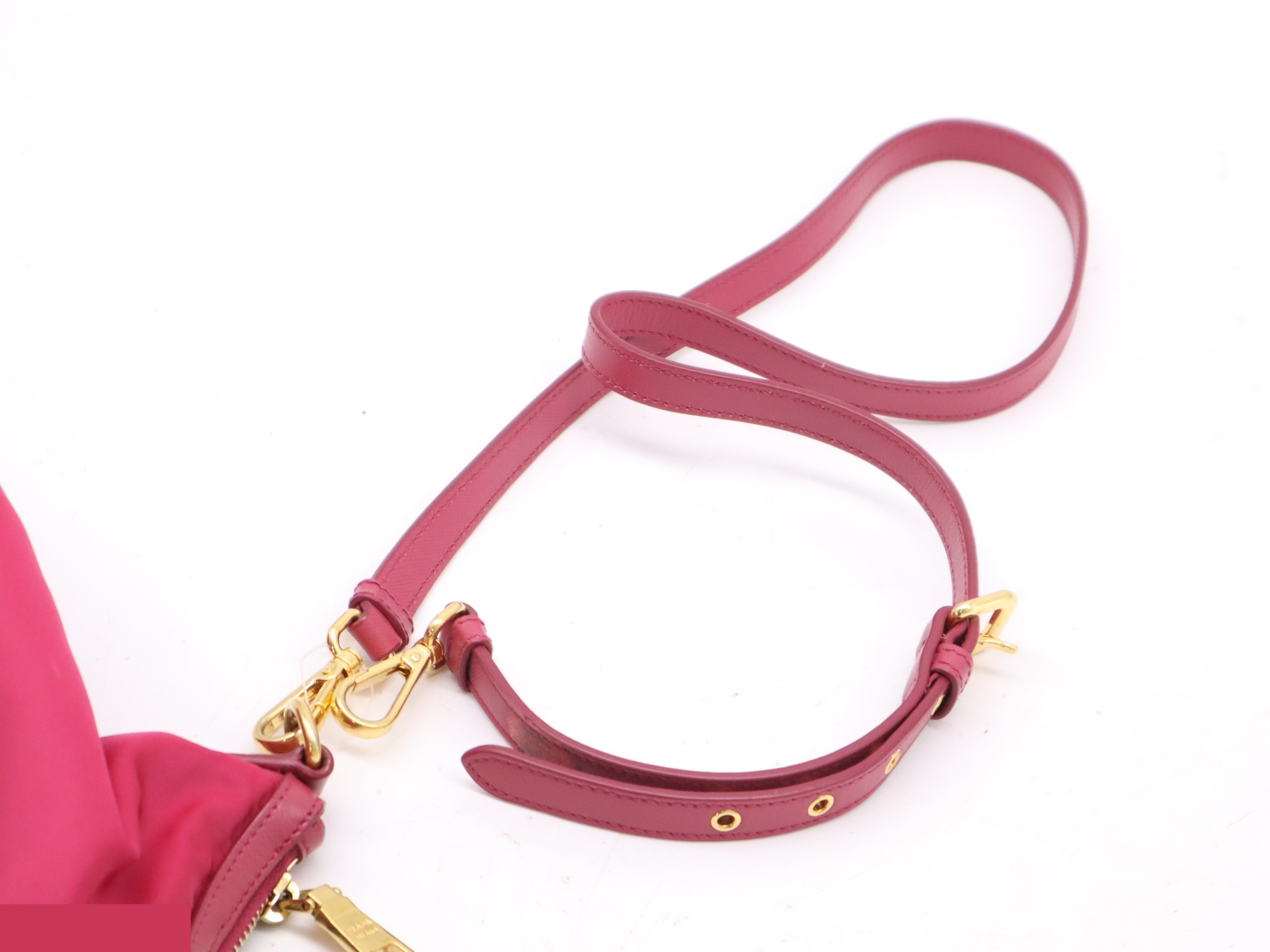Nylon/leather 2-way tote pink GD metal fittings — view 8