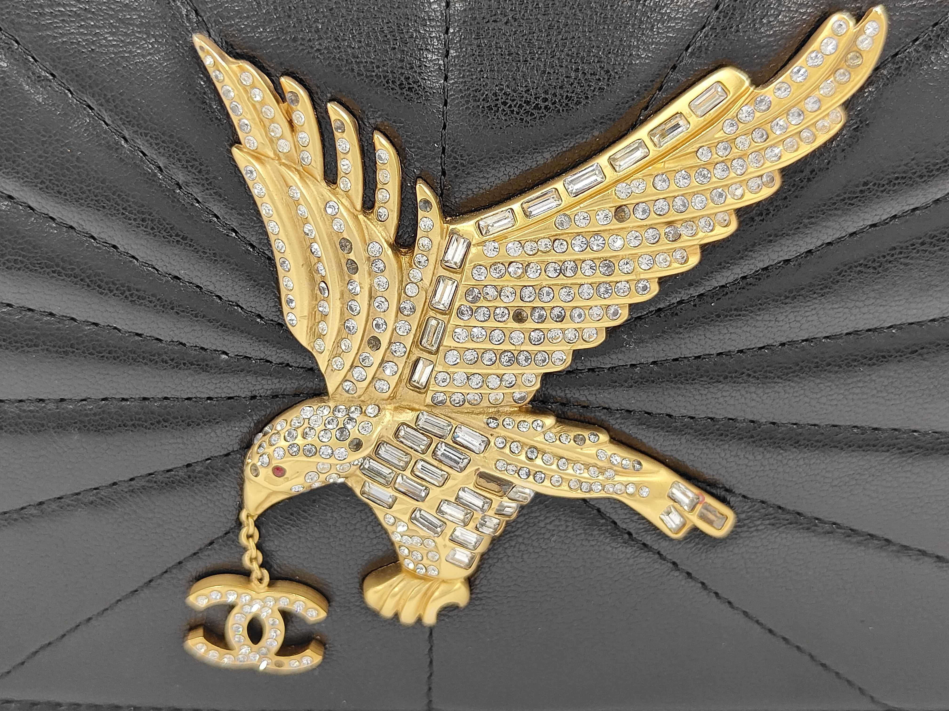 Lambskin Chain Handbag Imperial Eagle Coco Mark Black Shoulder Bag — view 8
