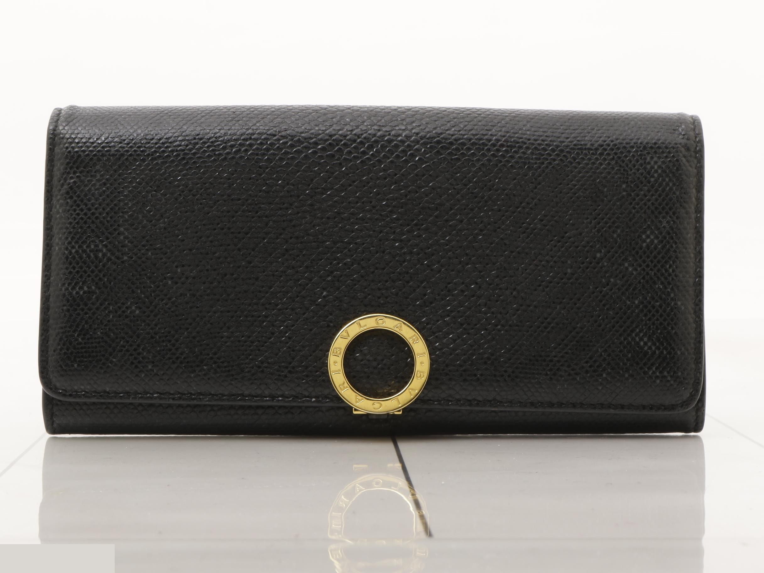 Bi-fold Long Wallet, Black, Embossed Python