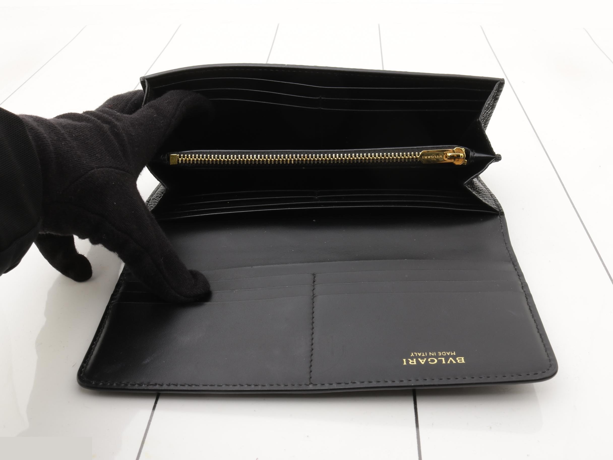 Bi-fold Long Wallet, Black, Embossed Python — view 4