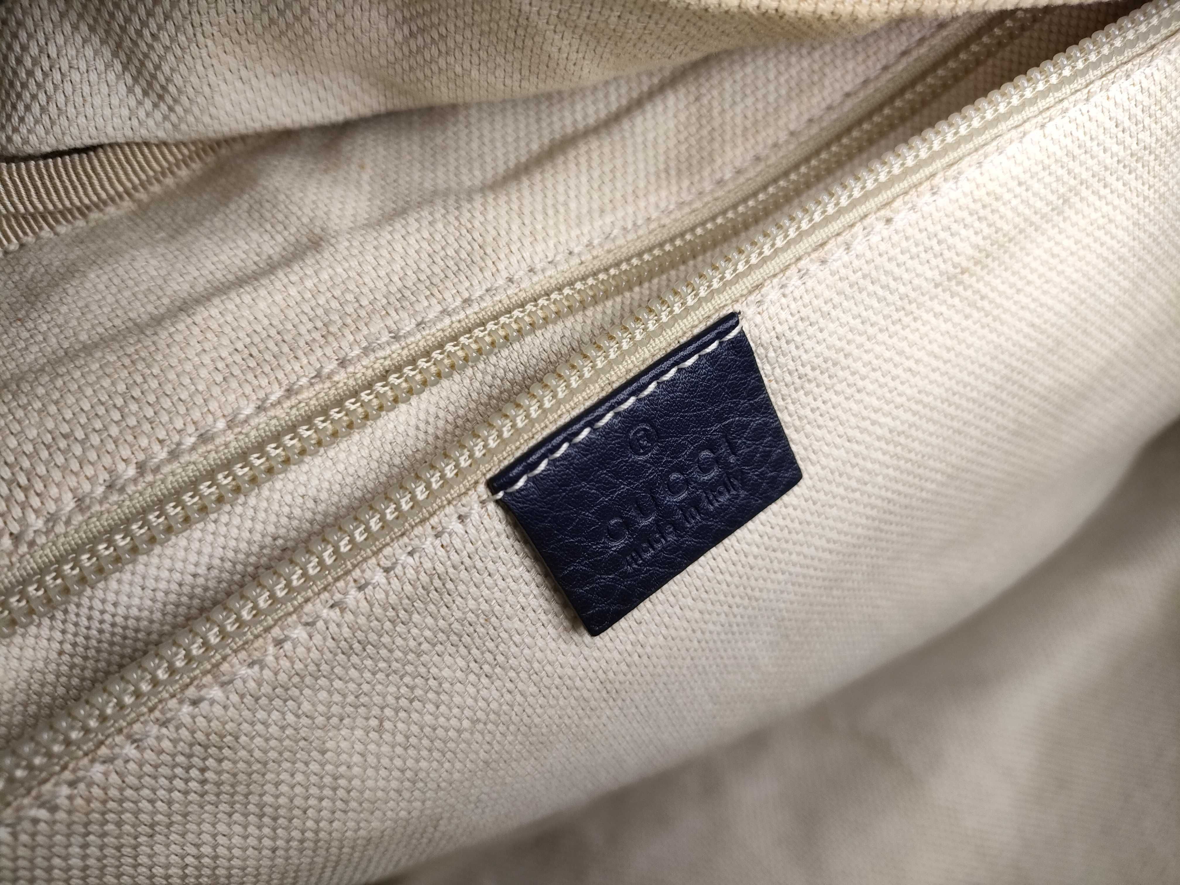Boston Bag, Sherry Line, Navy Leather Boston Bag — view 11