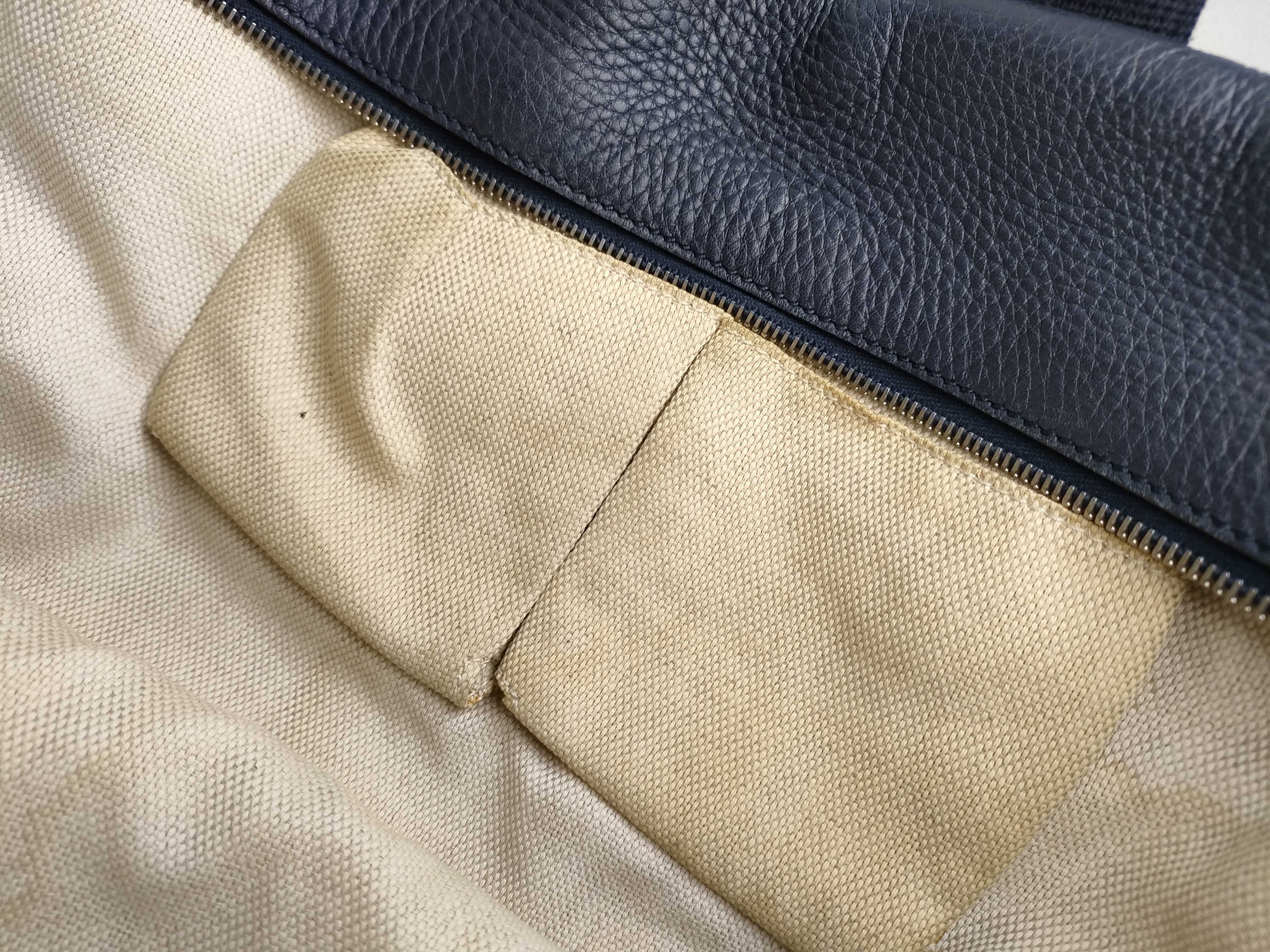 Boston Bag, Sherry Line, Navy Leather Boston Bag — view 13