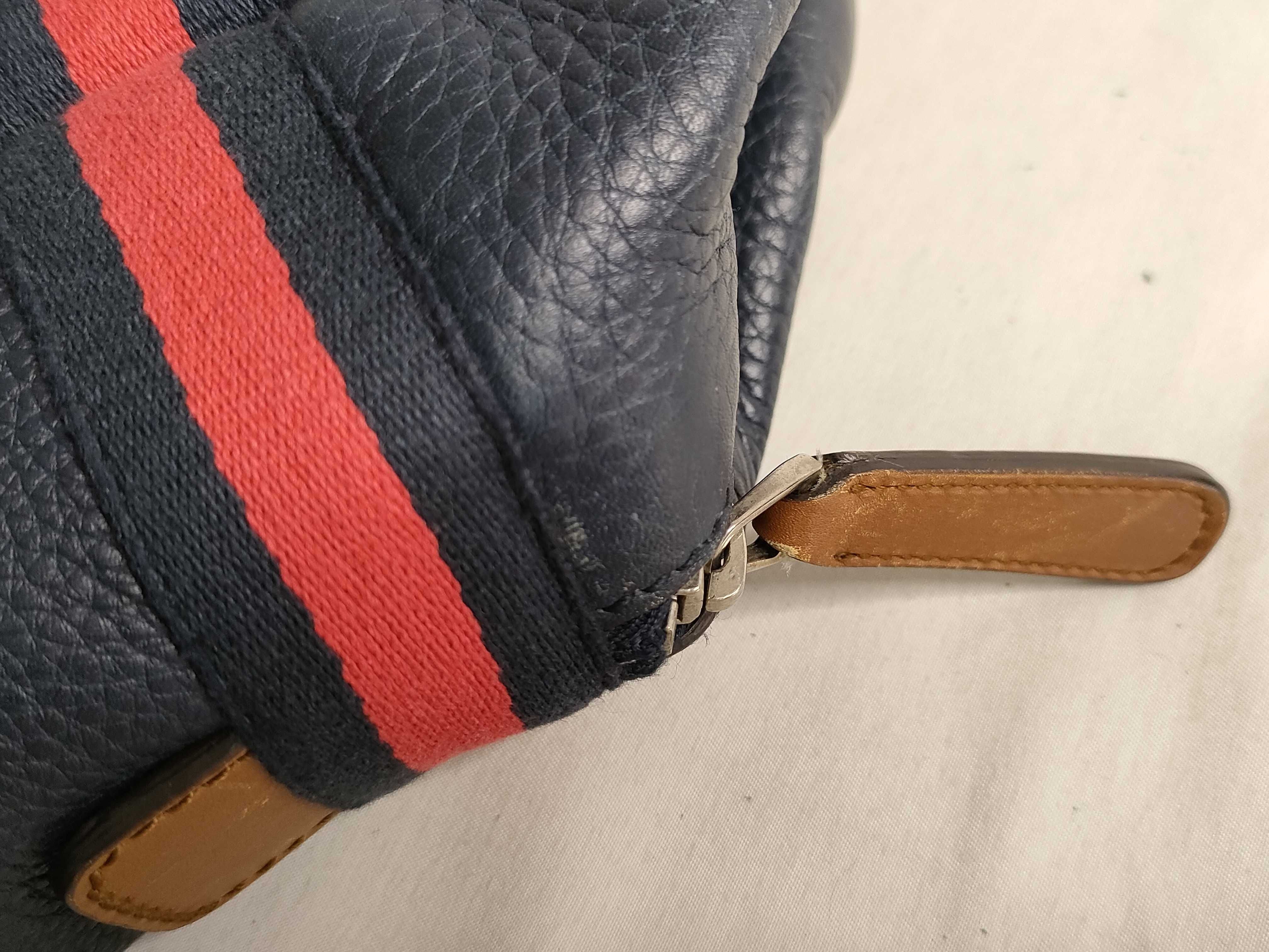 Boston Bag, Sherry Line, Navy Leather Boston Bag — view 14