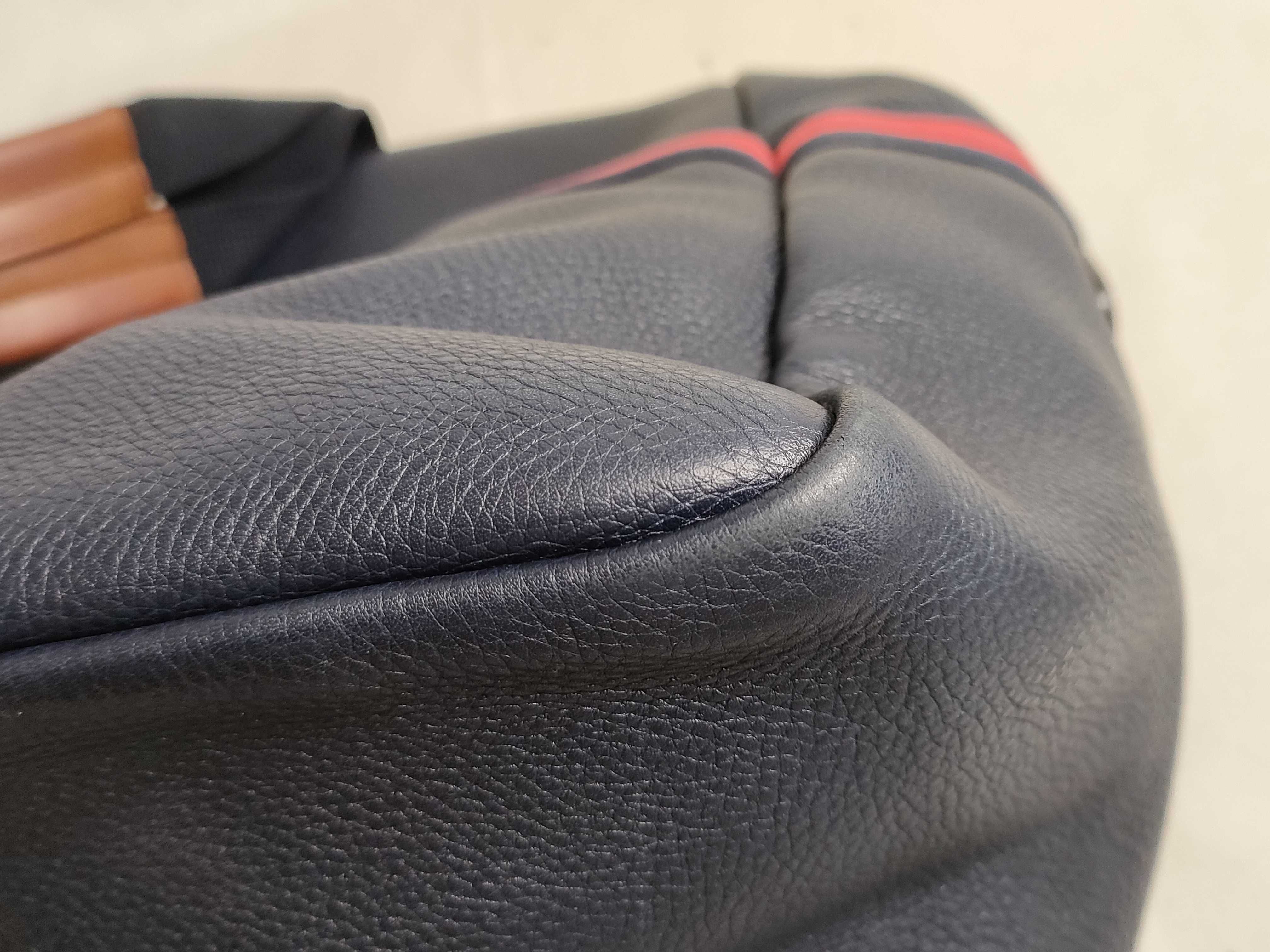 Boston Bag, Sherry Line, Navy Leather Boston Bag — view 6
