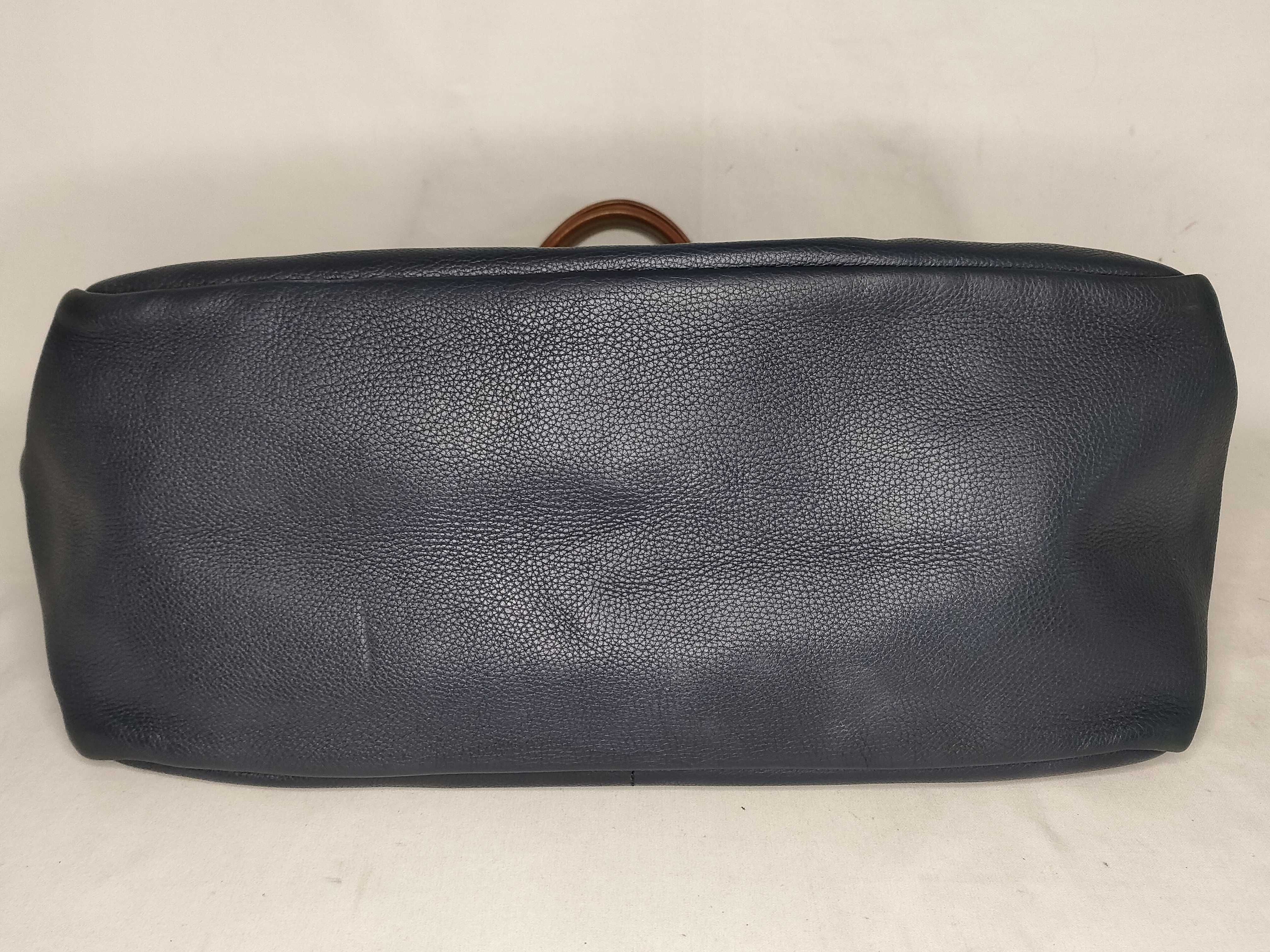 Boston Bag, Sherry Line, Navy Leather Boston Bag — view 7