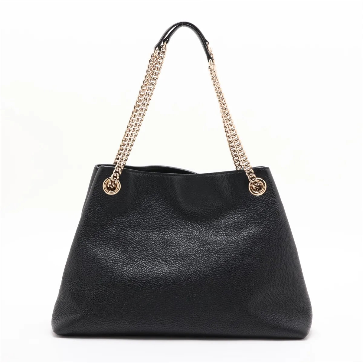 Soho Leather Chain Tote Bag, Black, 536196 — view 2