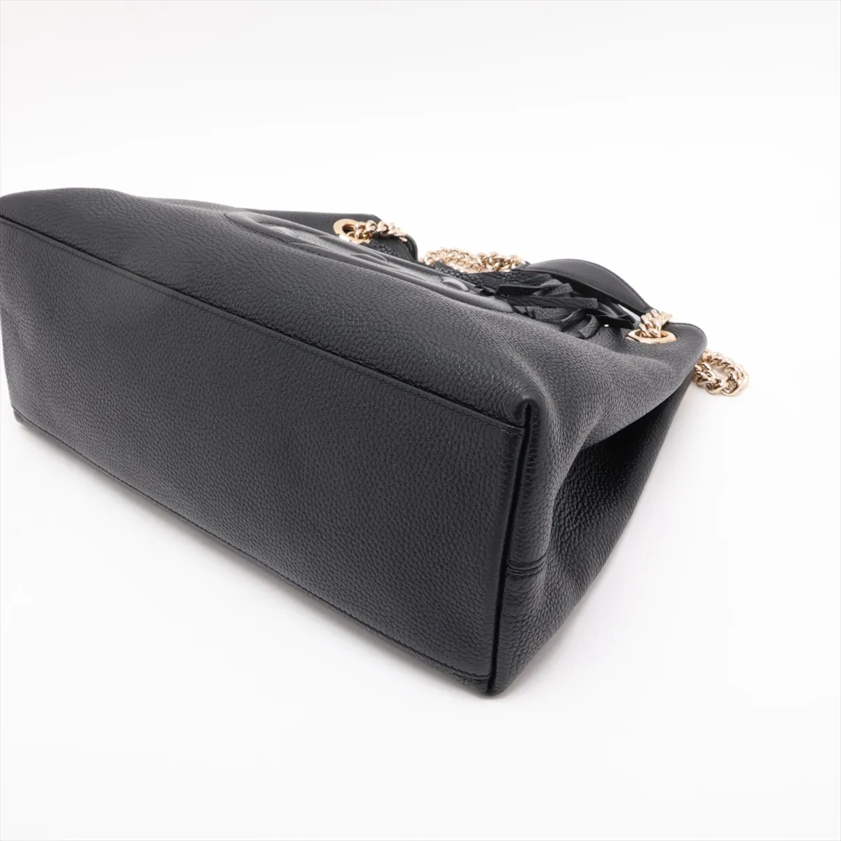 Soho Leather Chain Tote Bag, Black, 536196 — view 3