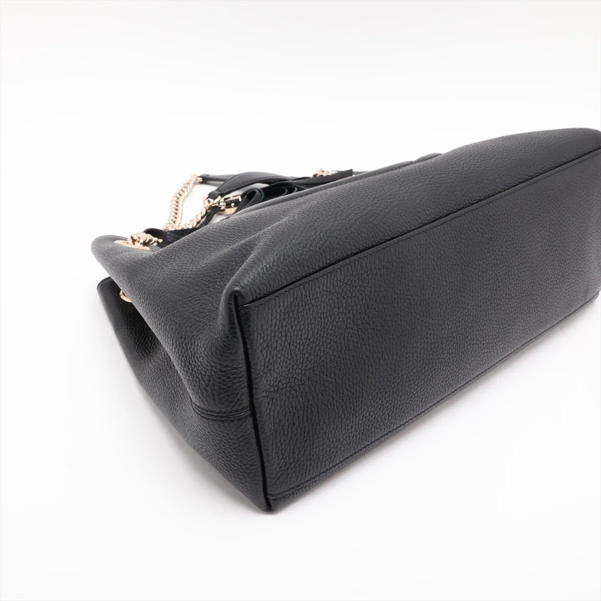 Soho Leather Chain Tote Bag, Black, 536196 — view 4