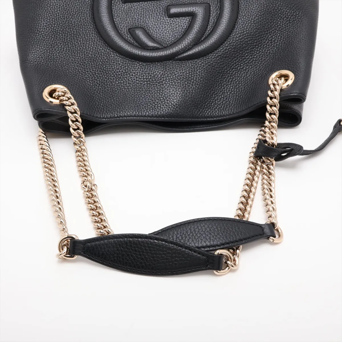 Soho Leather Chain Tote Bag, Black, 536196 — view 5