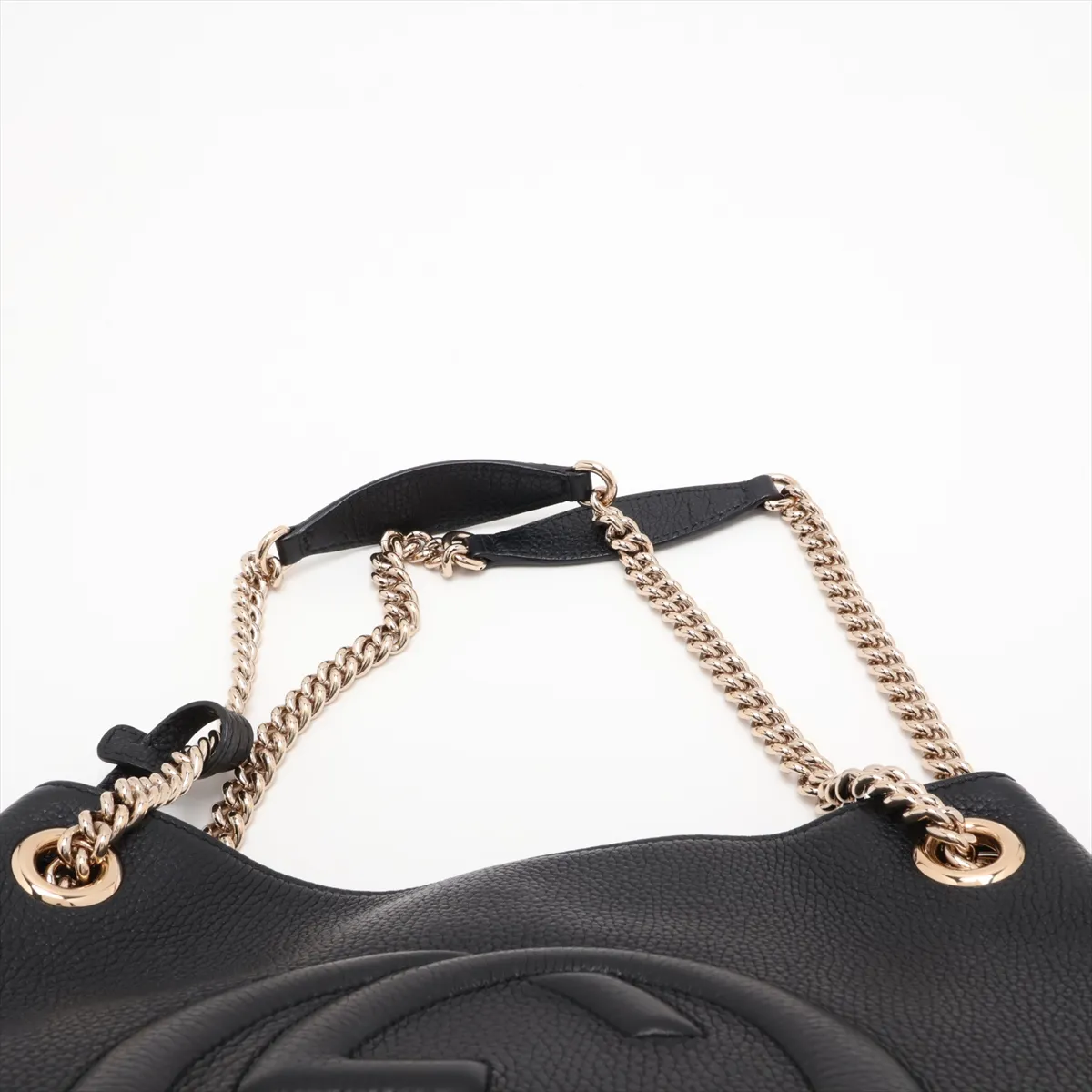 Soho Leather Chain Tote Bag, Black, 536196 — view 6